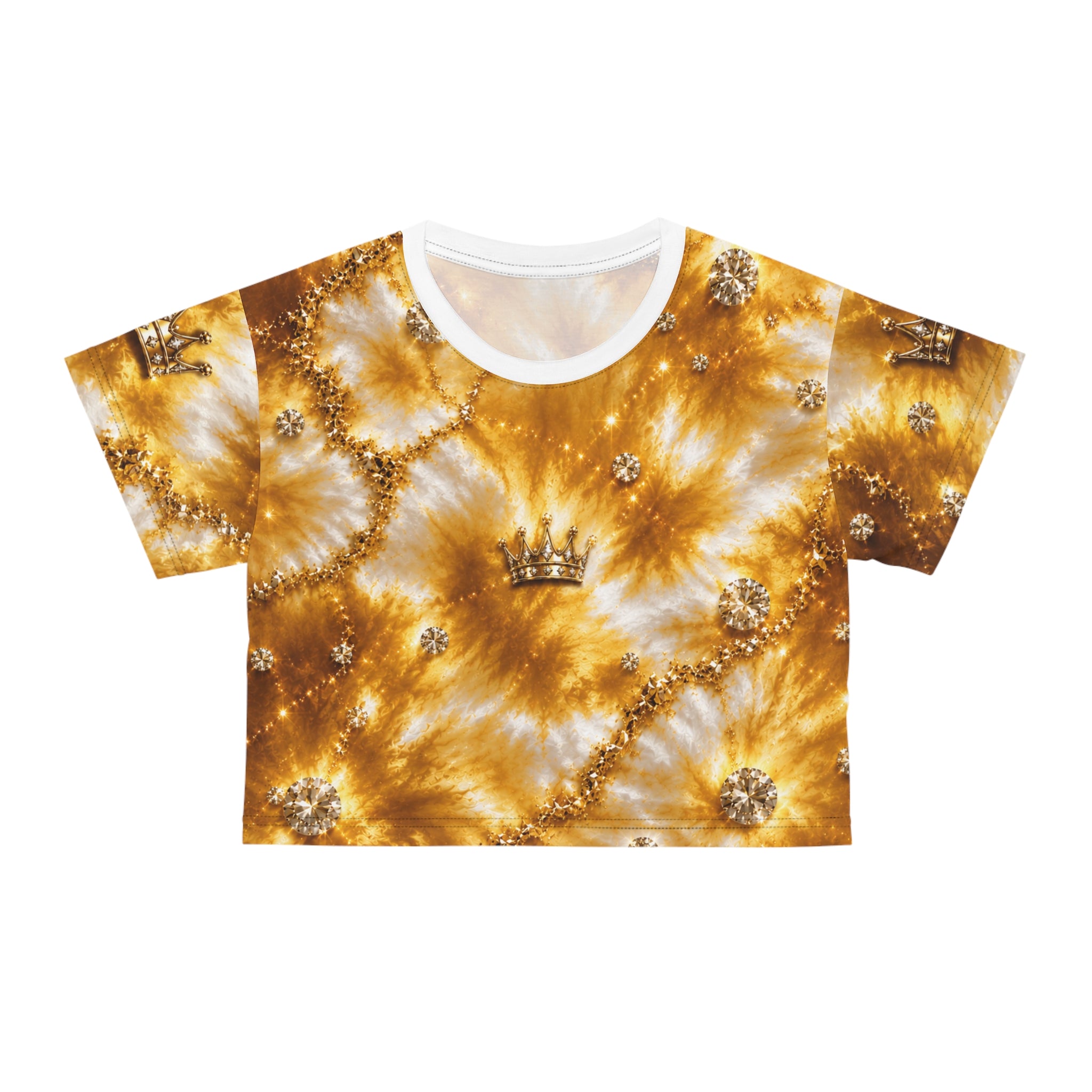 Gold Tie-Dye Crown Crop Tee