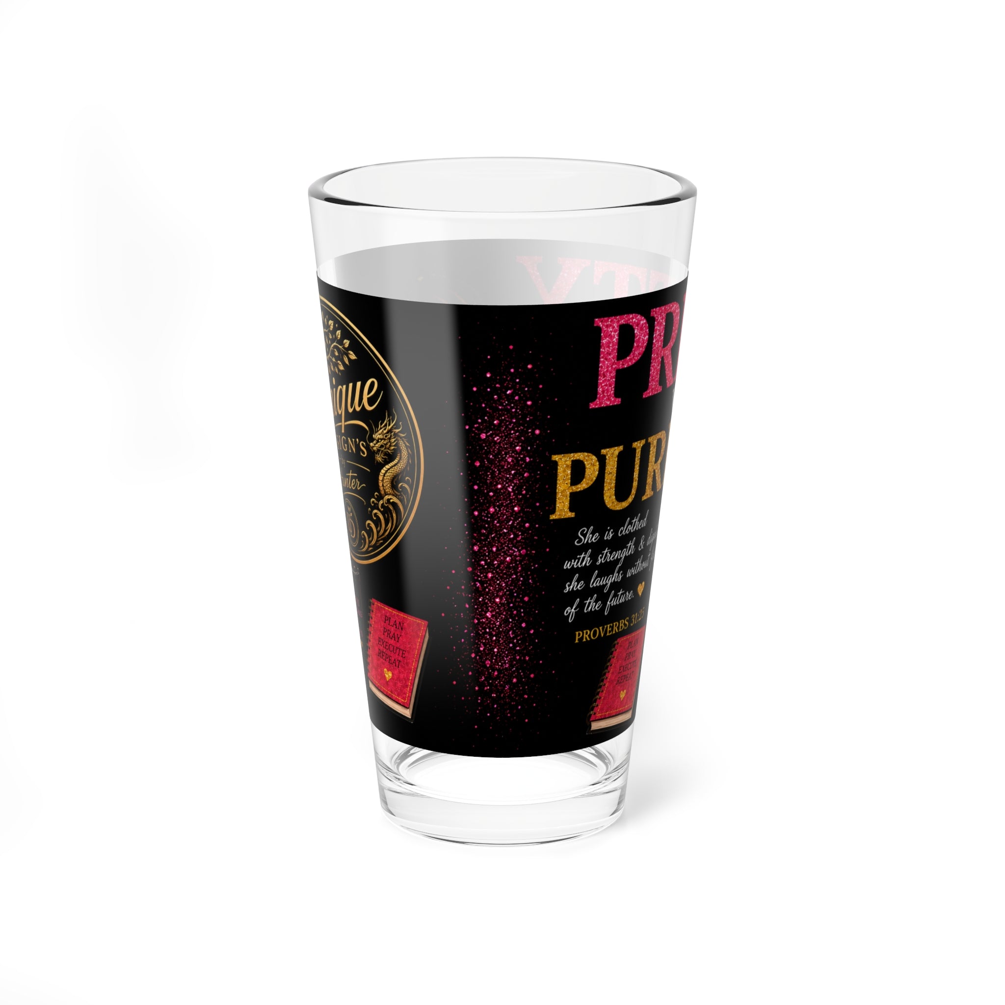 Pretty with Purpose Mixing Glass - 16oz Inspirational Barware