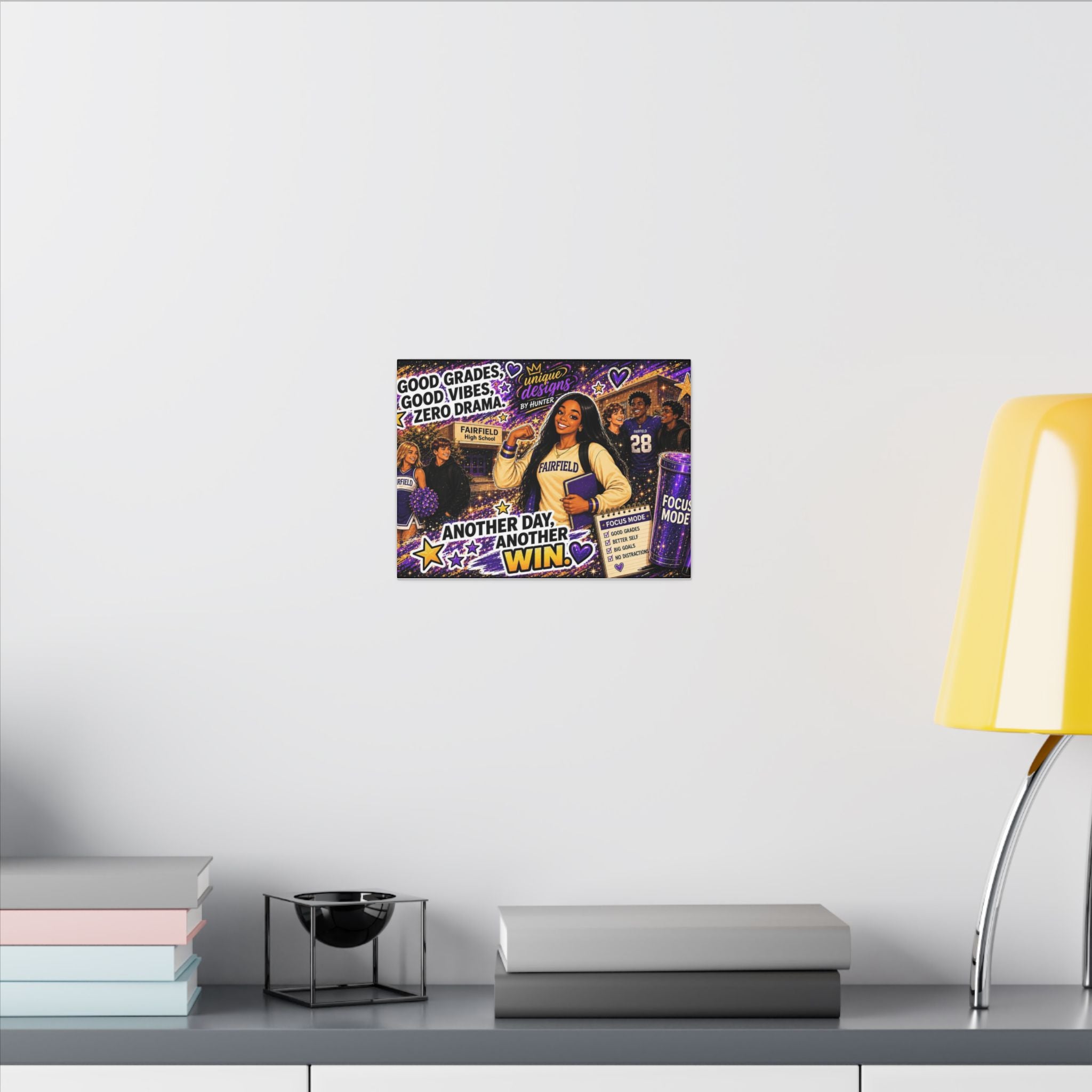 OLIVIA Collection Motivational High School Canvas — “Another Day, Another Win” Cheerleader Wall Art