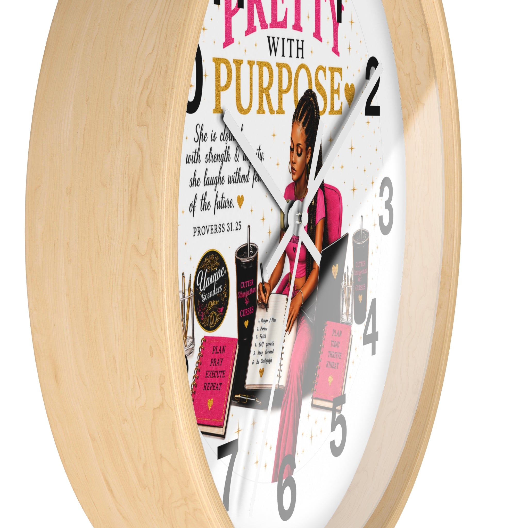 Pretty With Purpose 10" Wall Clock — Decorative Wall Clock