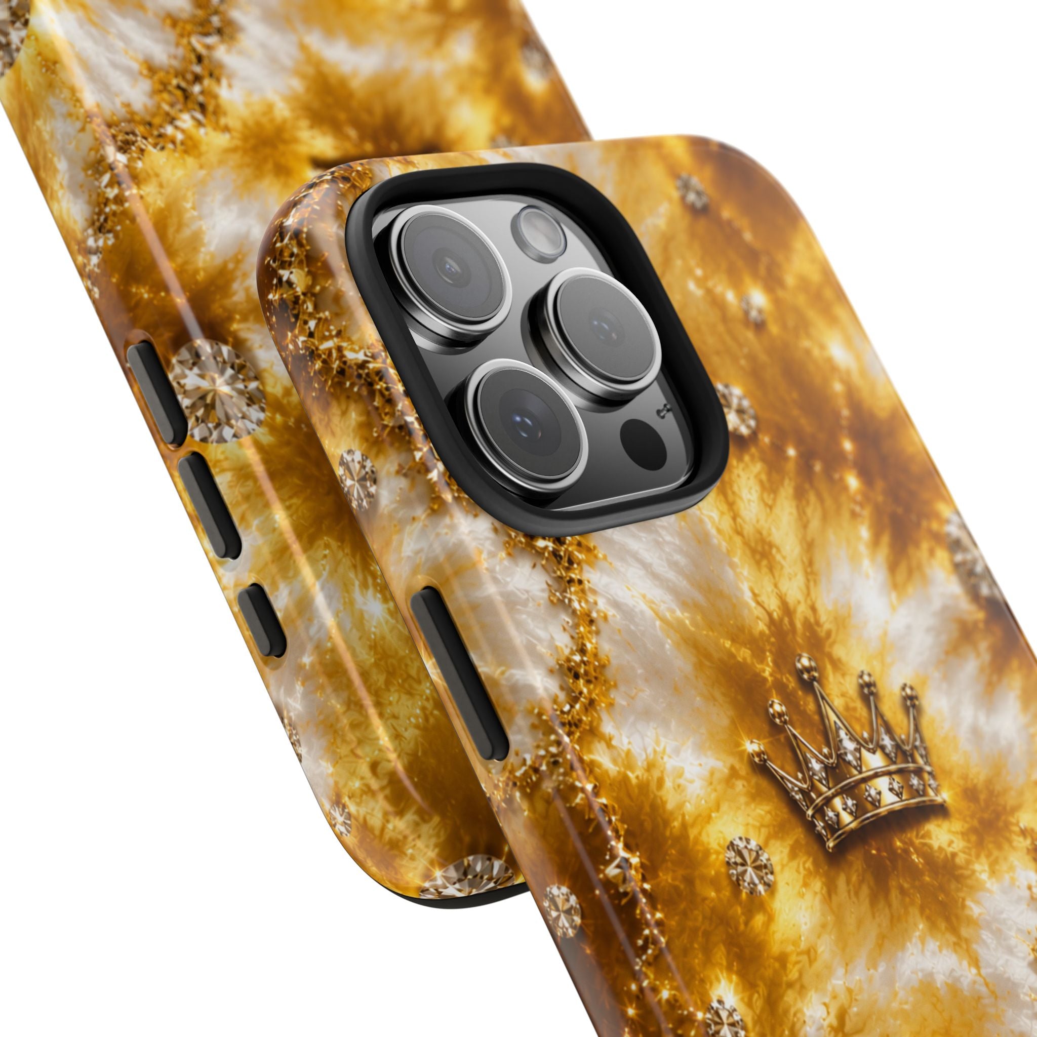 Gold Crown Tie-Dye Tough Phone Case — Sparkling Royal Protective Cover
