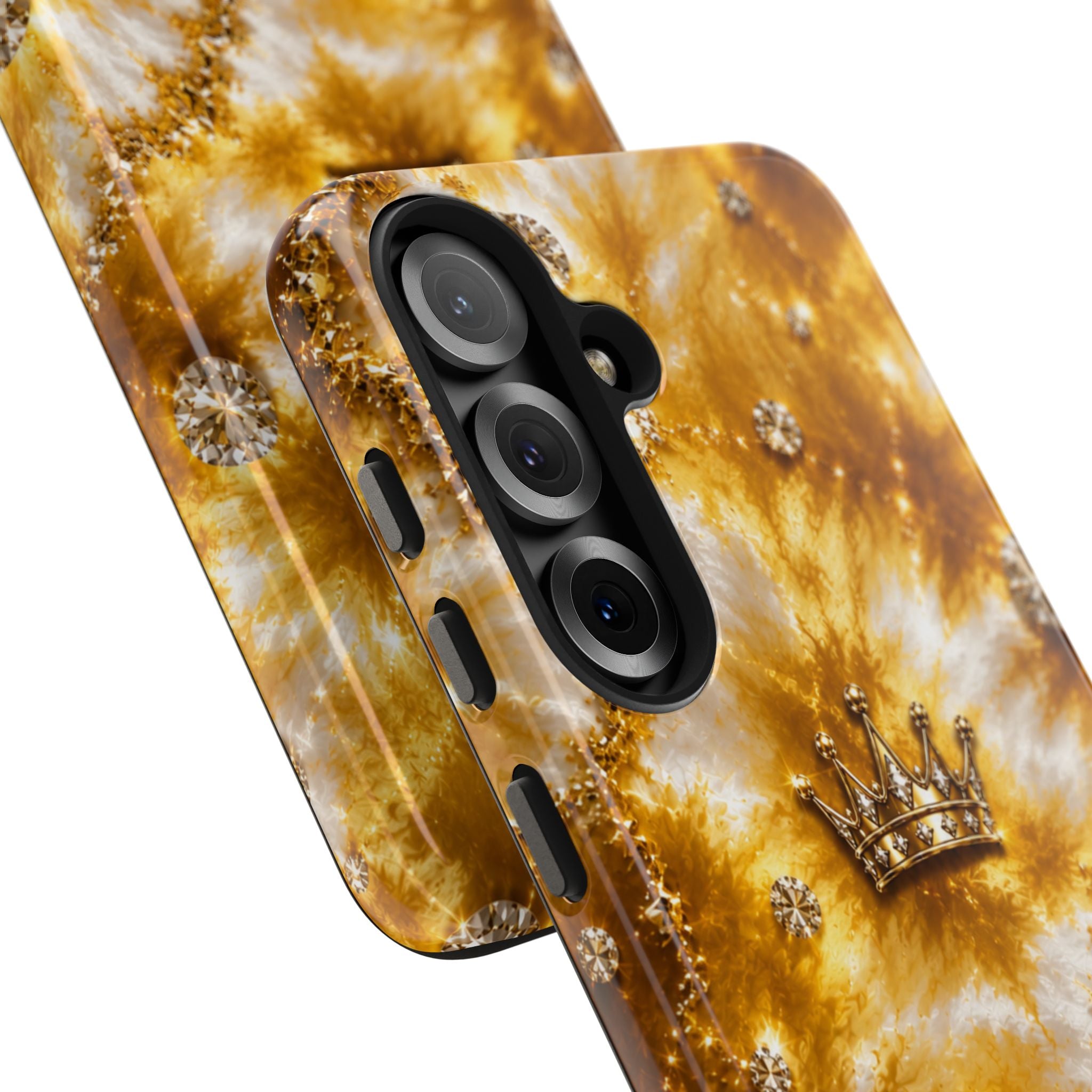 Gold Crown Tie-Dye Tough Phone Case — Sparkling Royal Protective Cover