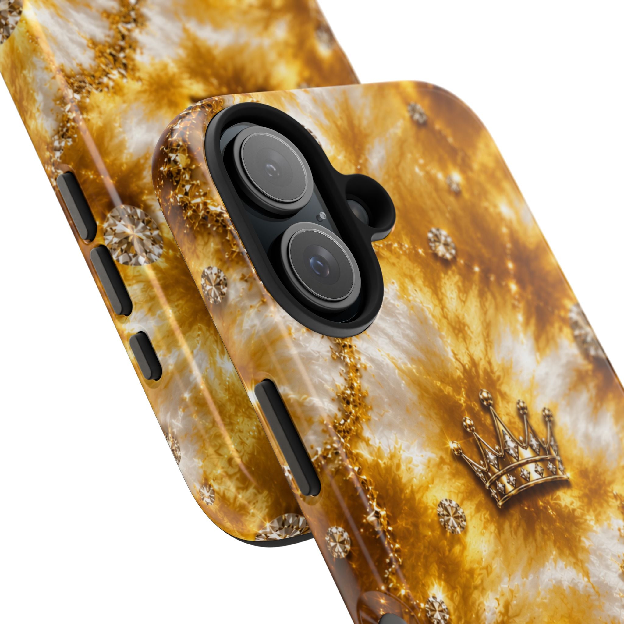 Gold Crown Tie-Dye Tough Phone Case — Sparkling Royal Protective Cover