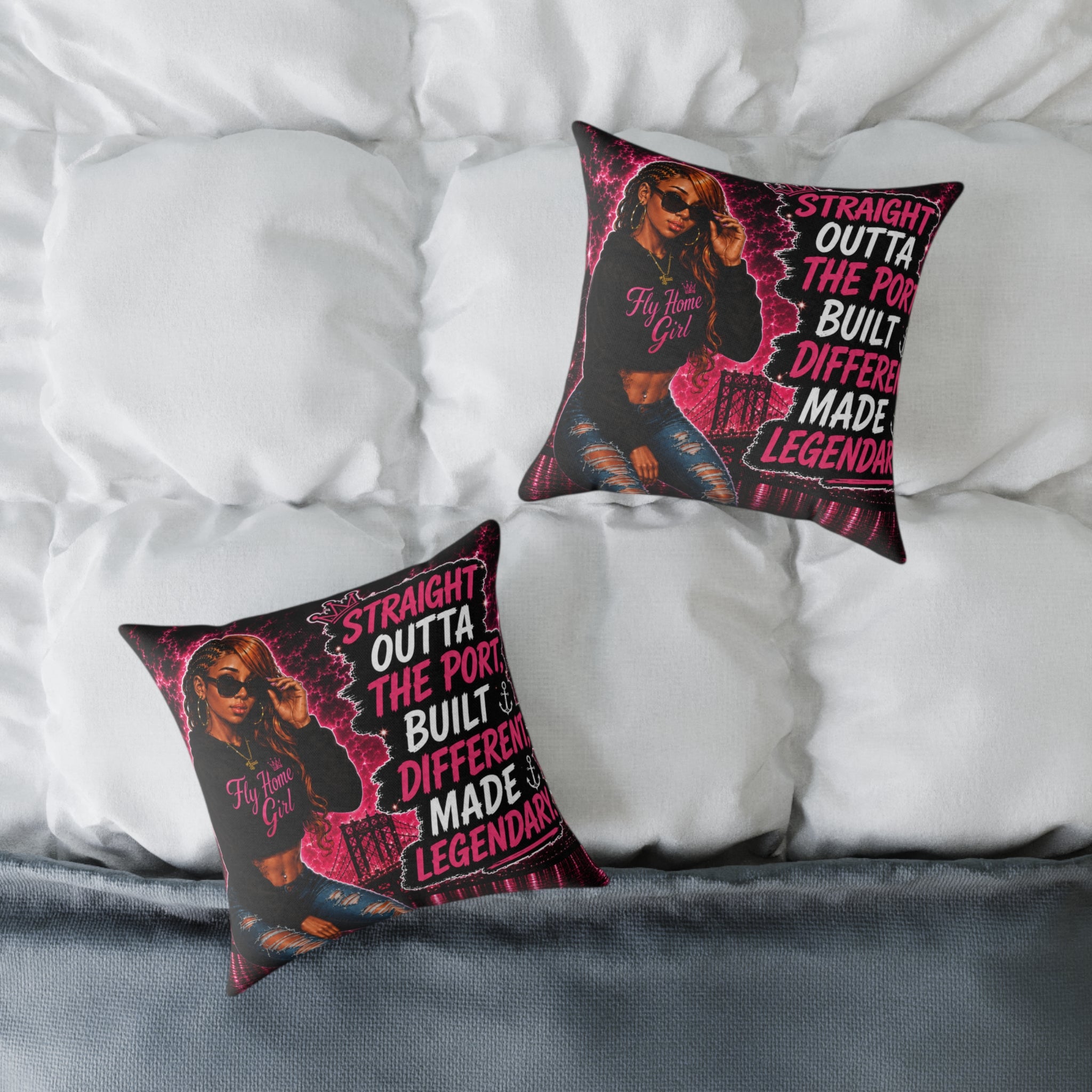 Fly Home Girl Square Poly Canvas Pillow Cover — Fly Home Girl Decorative Pillowcase