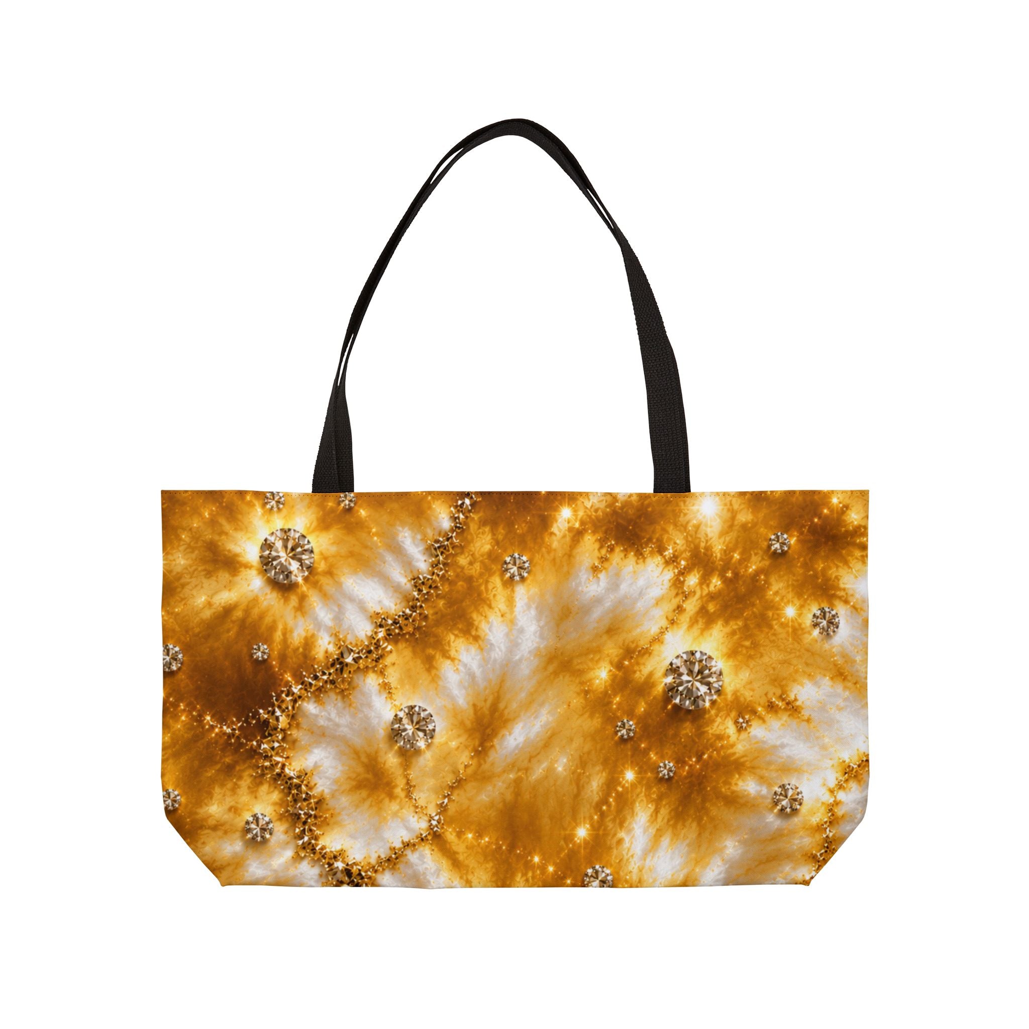 Weekender Tote Bag – Golden Tie-Dye Floral Travel Tote