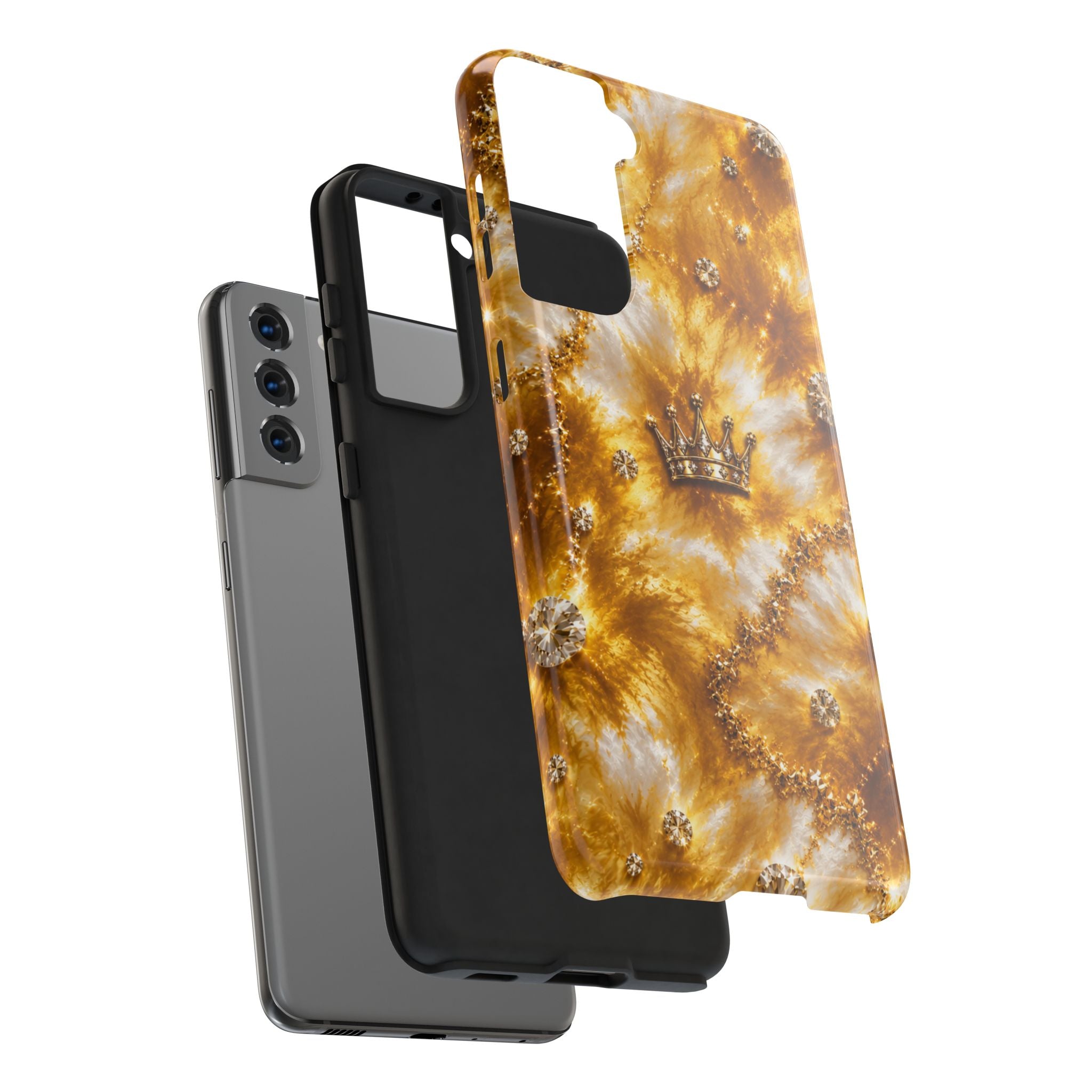Gold Crown Tie-Dye Tough Phone Case — Sparkling Royal Protective Cover