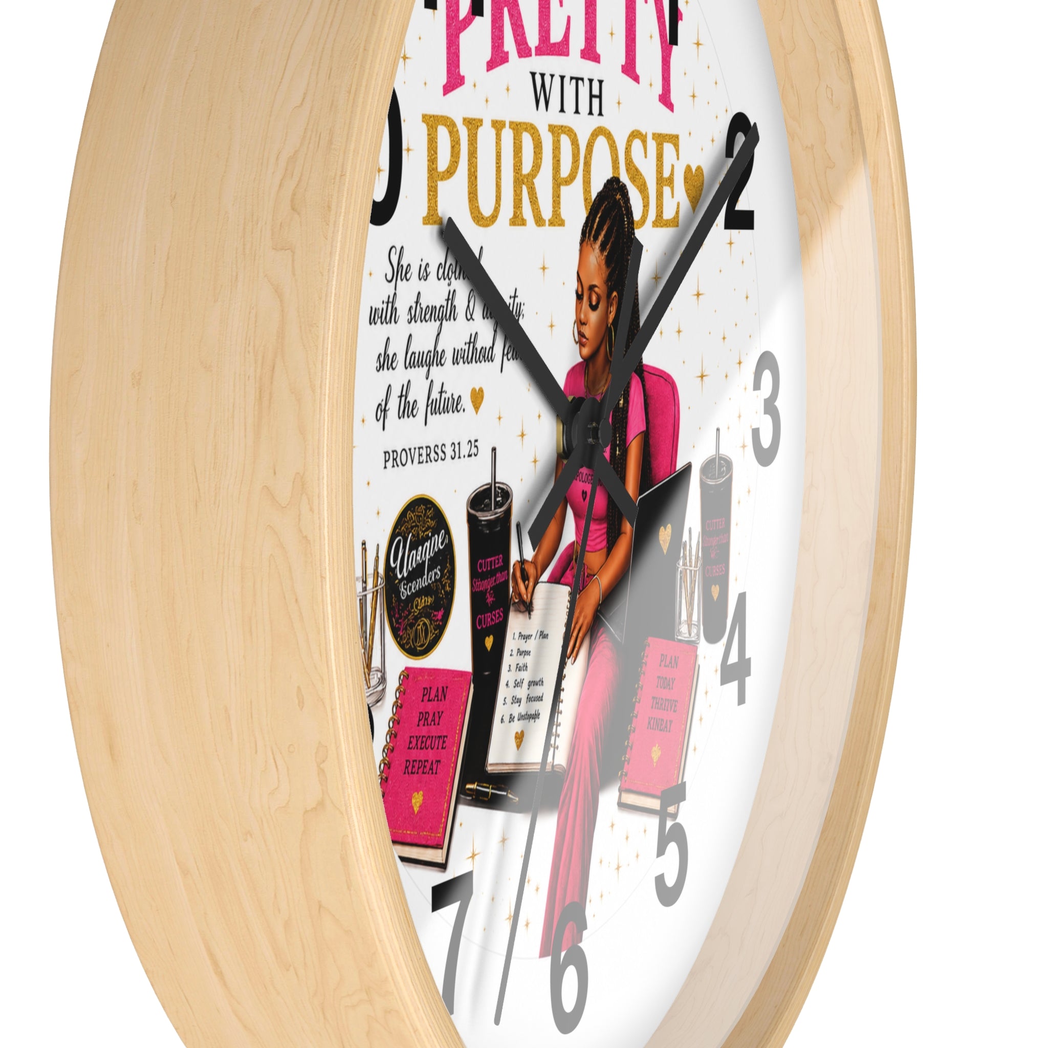 Pretty With Purpose 10" Wall Clock — Decorative Wall Clock