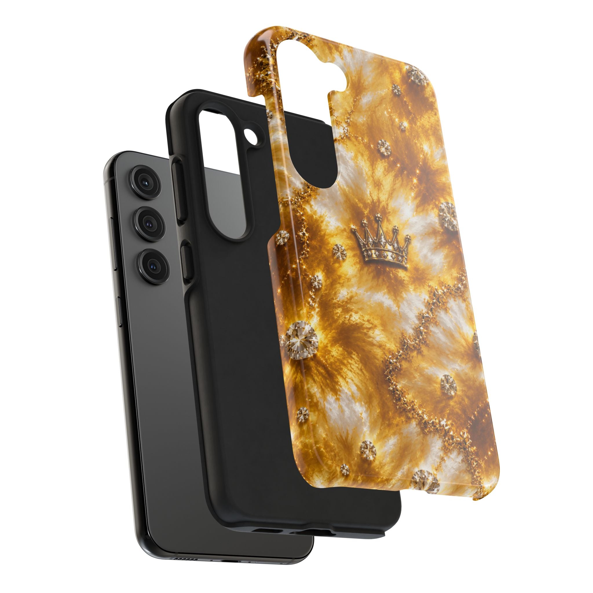 Gold Crown Tie-Dye Tough Phone Case — Sparkling Royal Protective Cover
