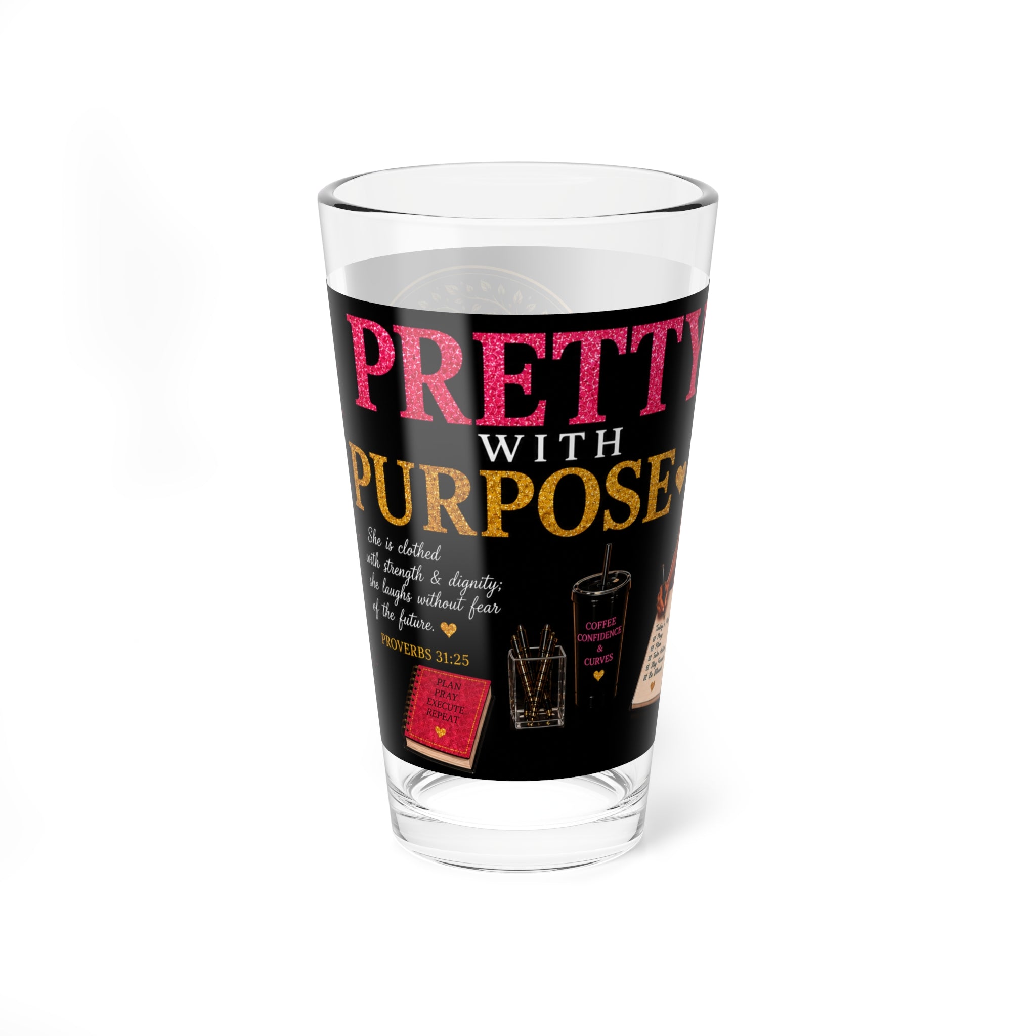 Pretty with Purpose Mixing Glass - 16oz Inspirational Barware