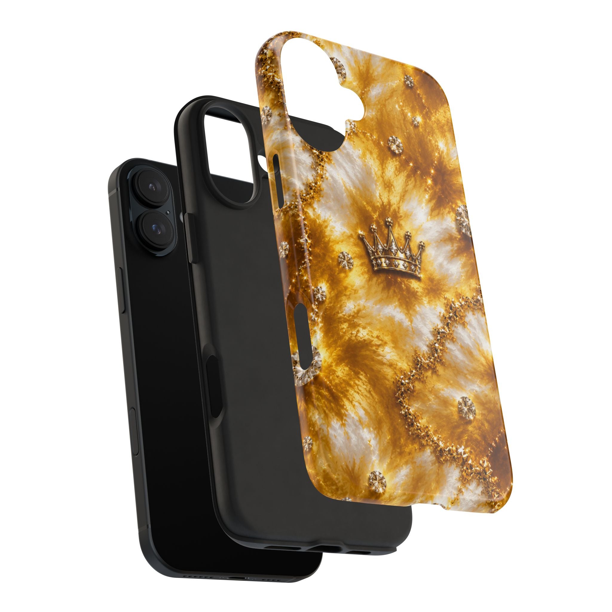 Gold Crown Tie-Dye Tough Phone Case — Sparkling Royal Protective Cover