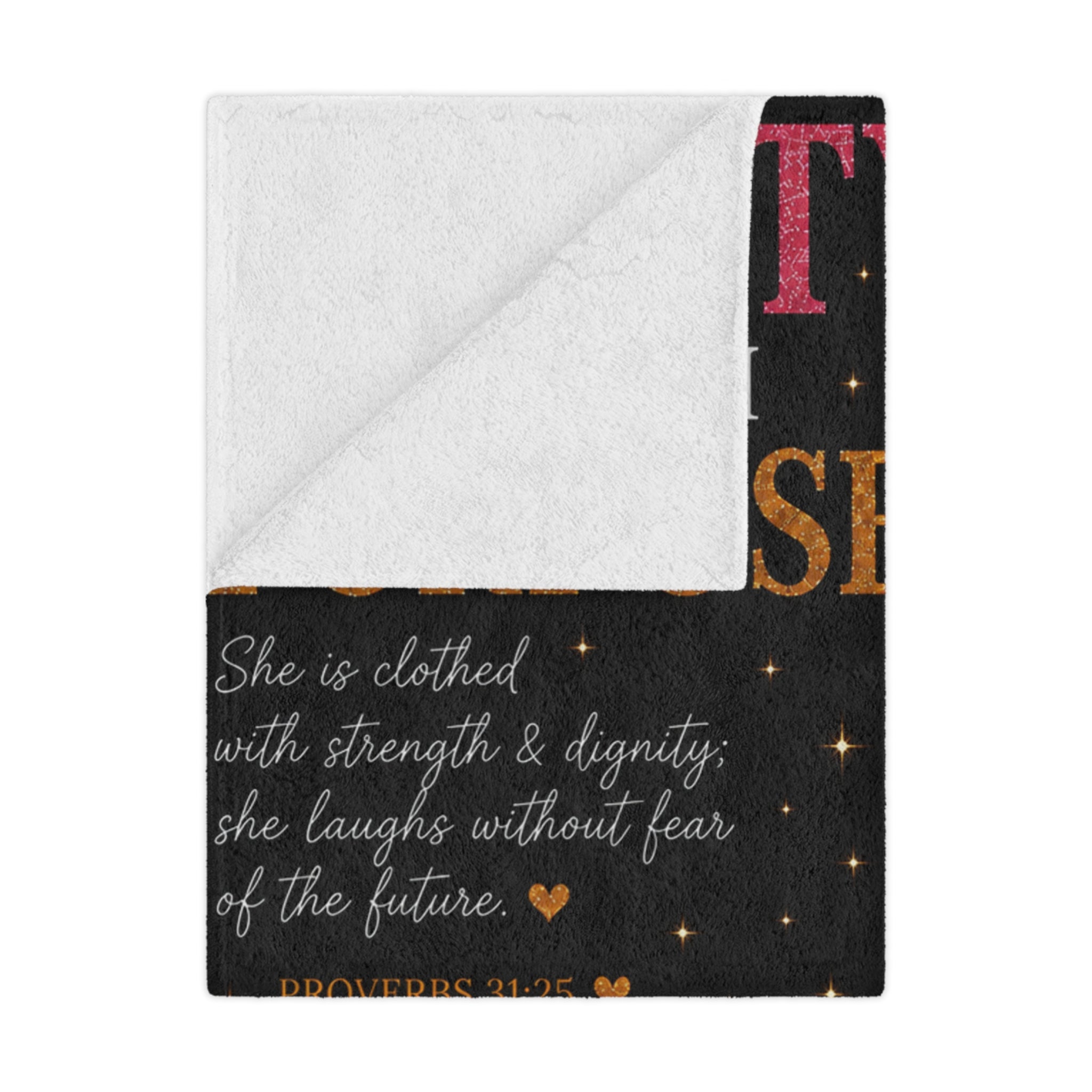 Pretty With Purpose Minky Blanket — Proverbs 31:25 Inspirational Luxury Throw