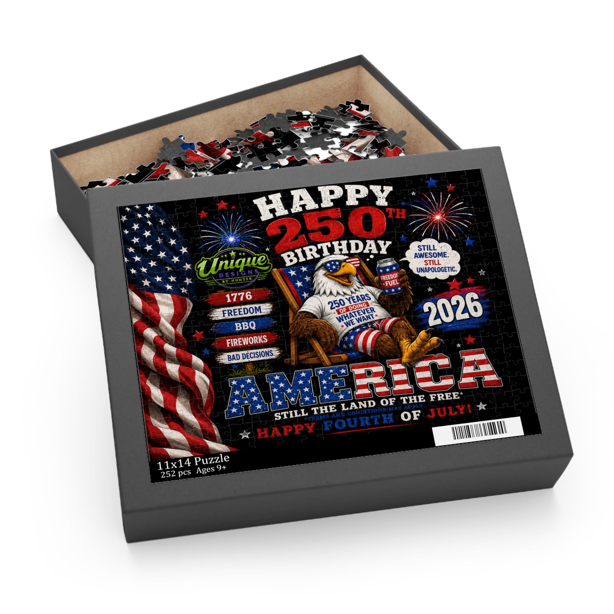 4th of July America 250th Birthday Jigsaw Puzzle — Patriotic 120/252/500-Piece