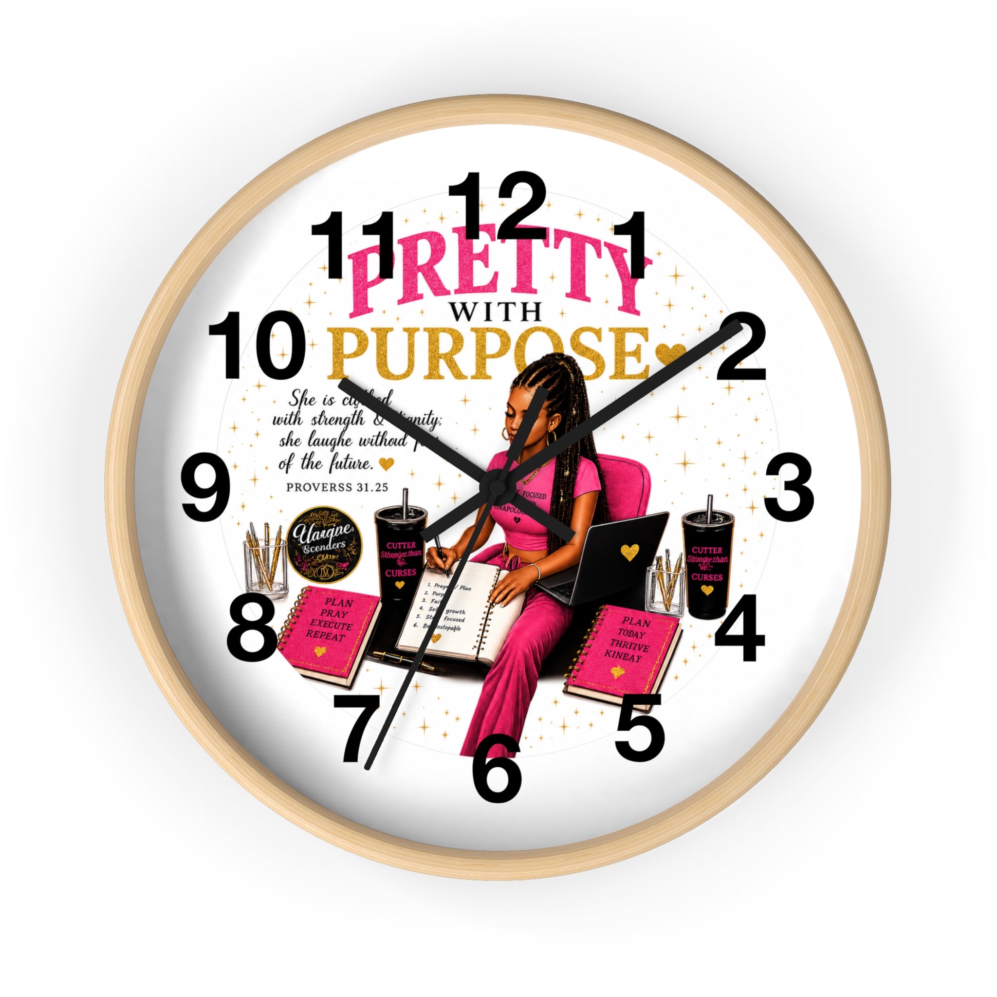 Pretty With Purpose 10" Wall Clock — Decorative Wall Clock