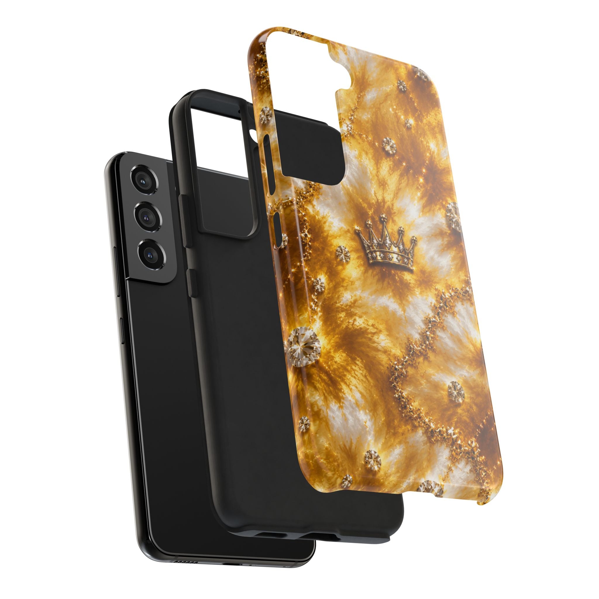 Gold Crown Tie-Dye Tough Phone Case — Sparkling Royal Protective Cover