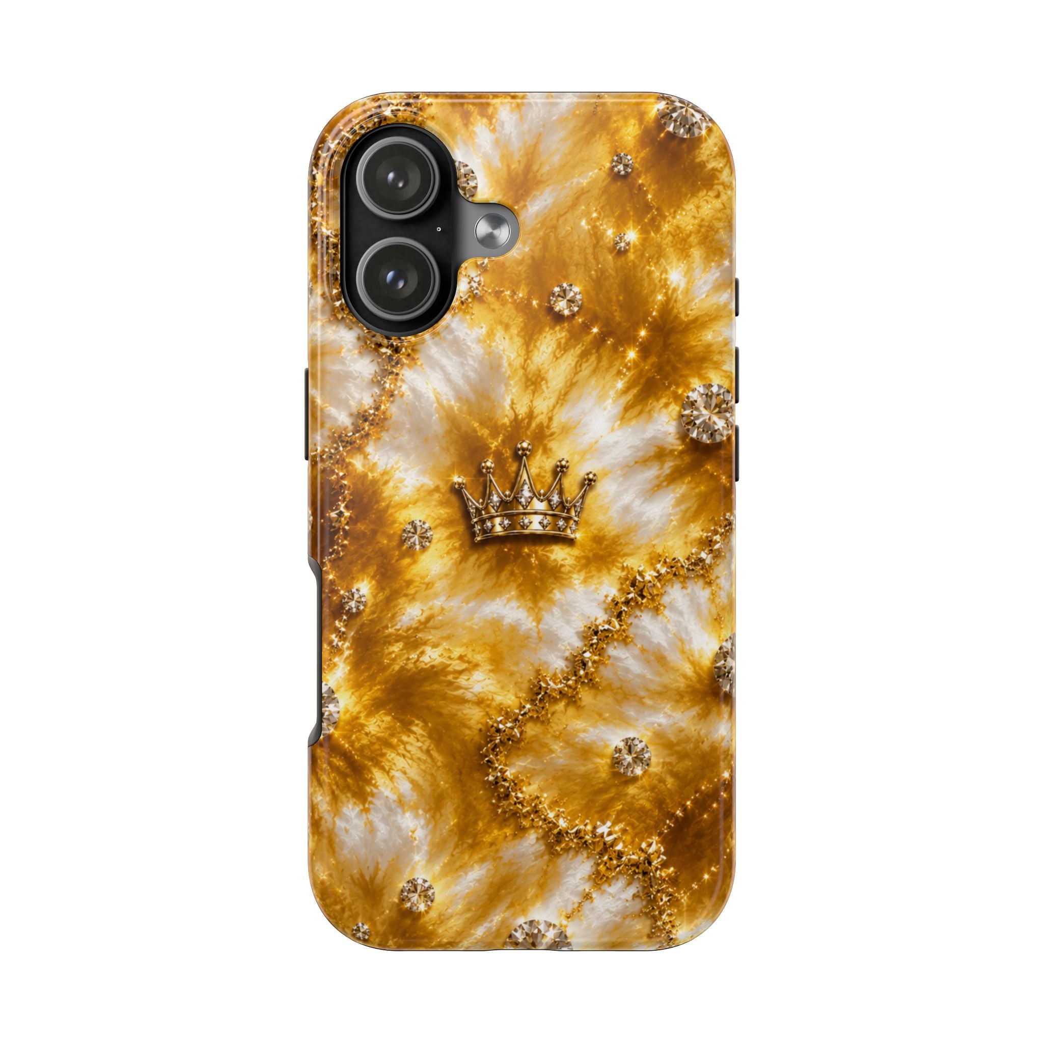 Gold Crown Tie-Dye Tough Phone Case — Sparkling Royal Protective Cover