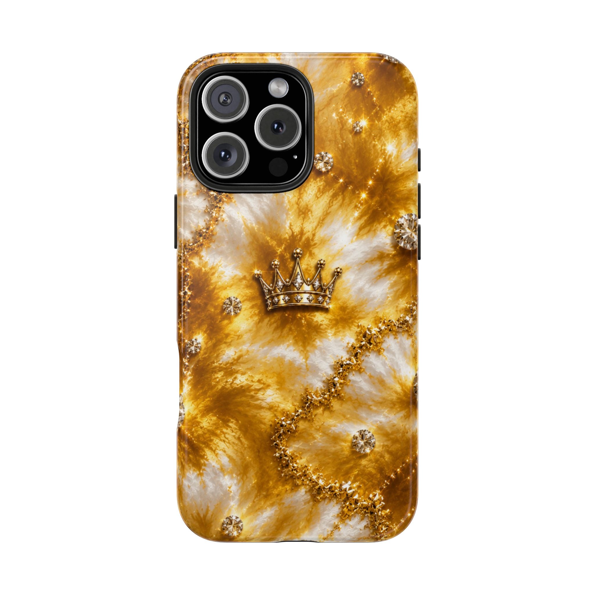 Gold Crown Tie-Dye Tough Phone Case — Sparkling Royal Protective Cover