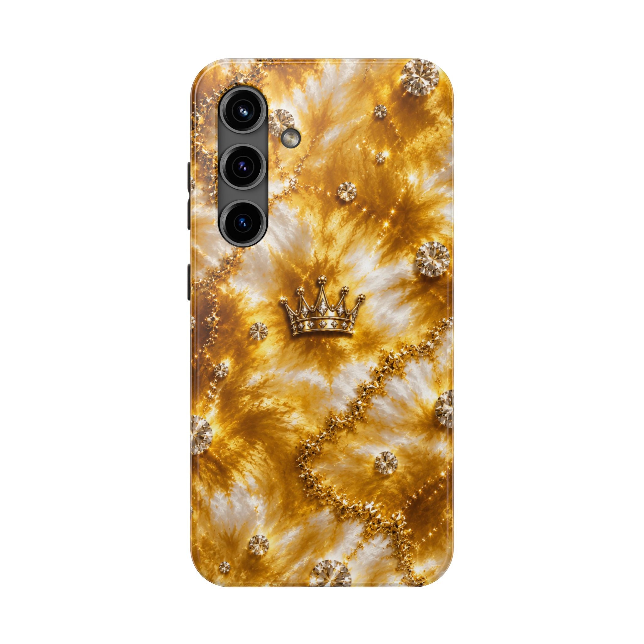 Gold Crown Tie-Dye Tough Phone Case — Sparkling Royal Protective Cover