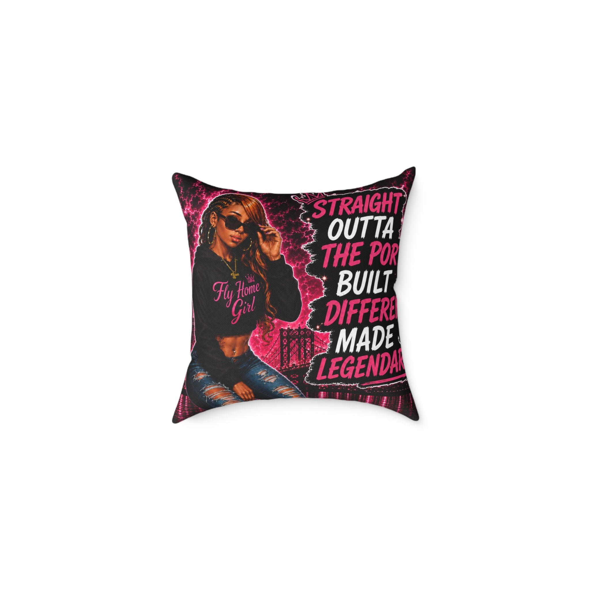 Fly Home Girl Square Poly Canvas Pillow Cover — Fly Home Girl Decorative Pillowcase