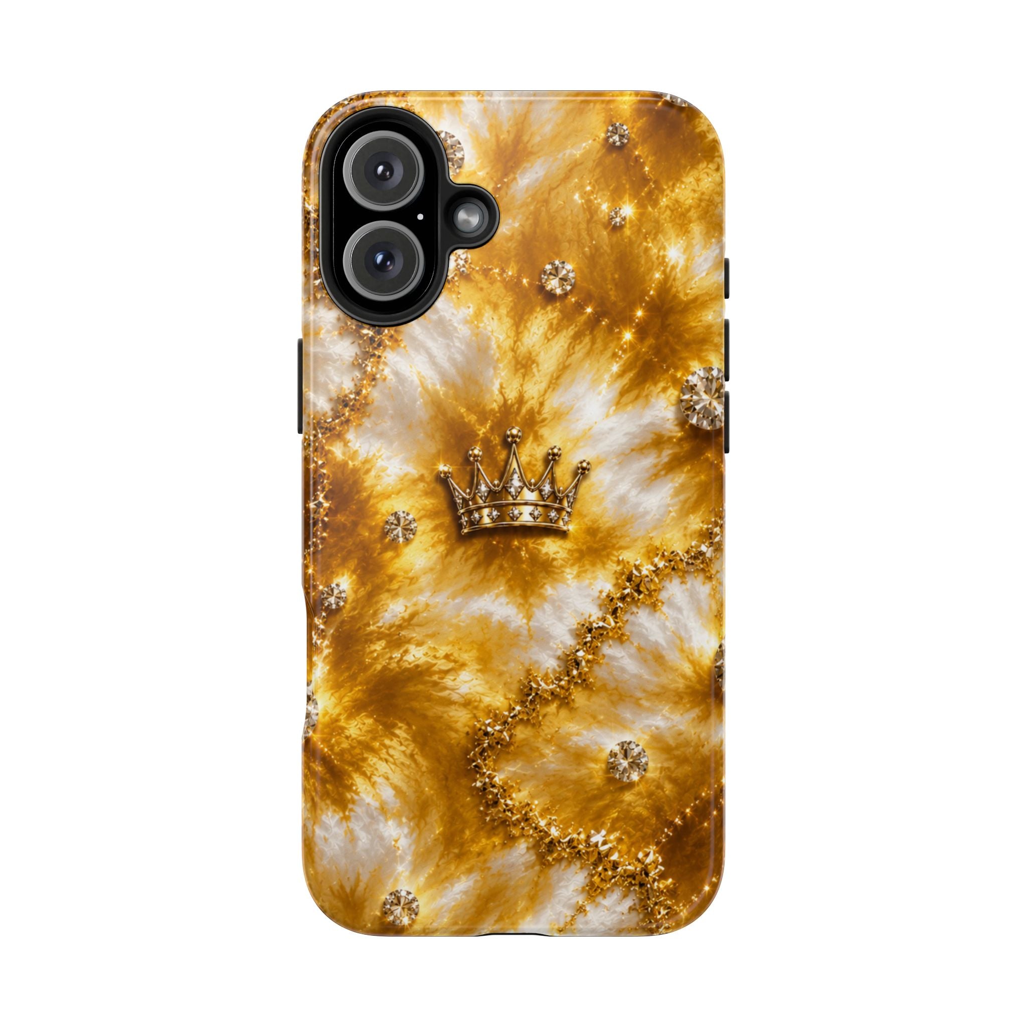 Gold Crown Tie-Dye Tough Phone Case — Sparkling Royal Protective Cover
