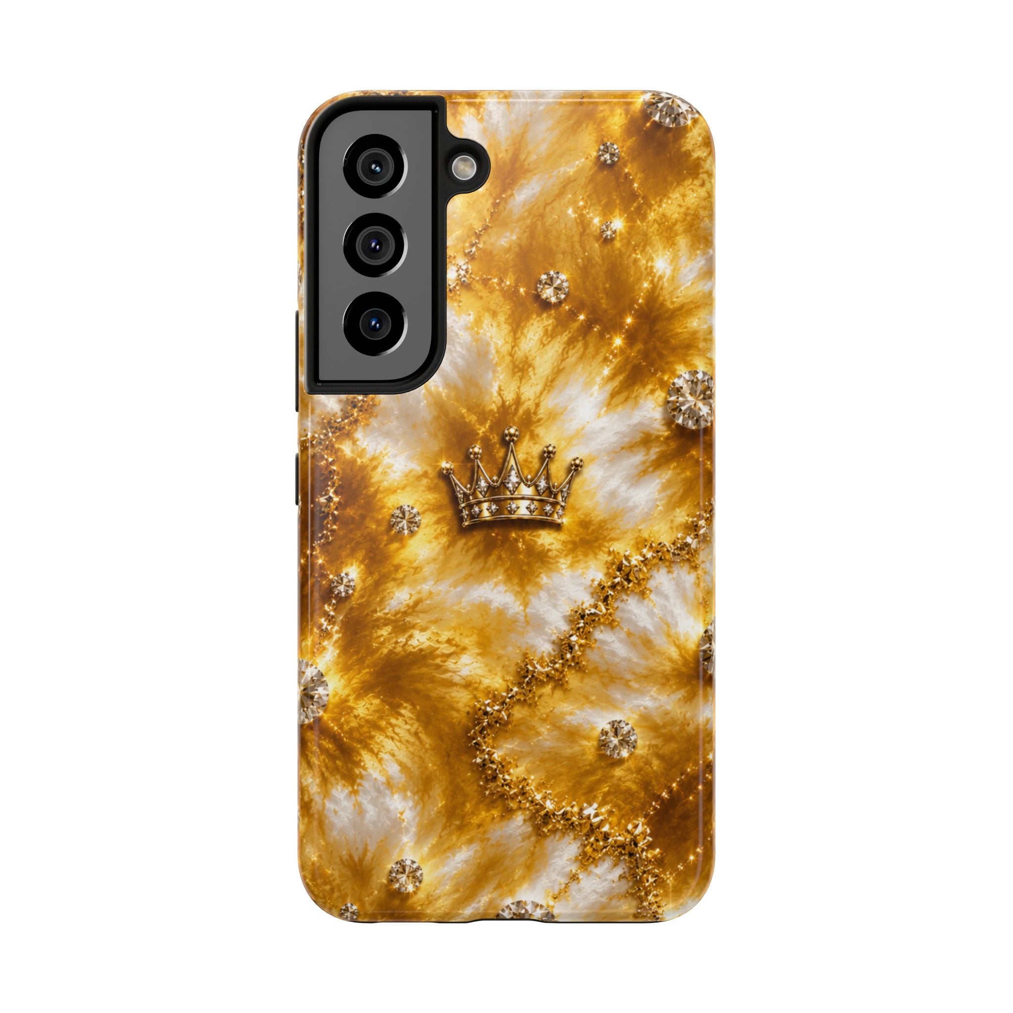 Gold Crown Tie-Dye Tough Phone Case — Sparkling Royal Protective Cover