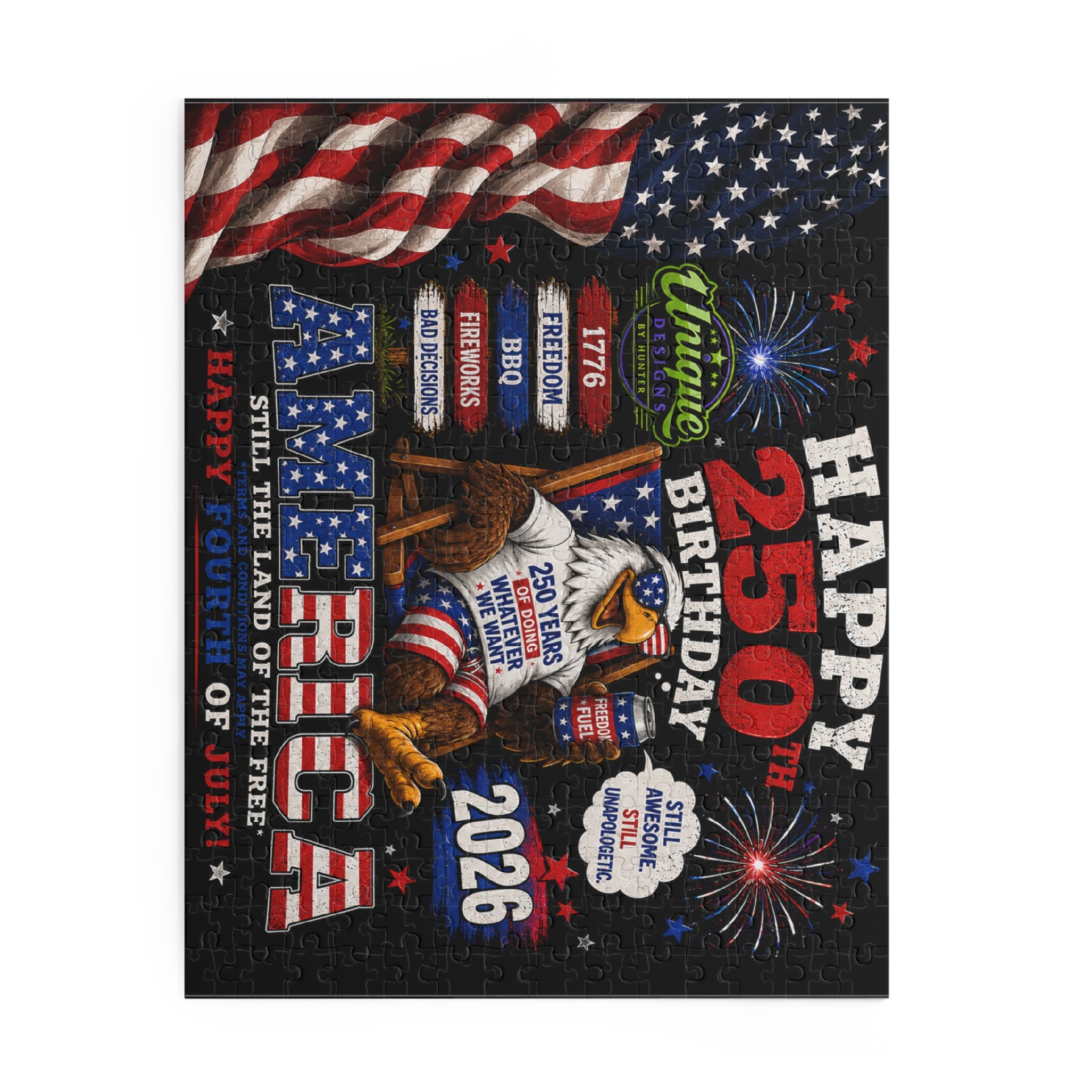 4th of July America 250th Birthday Jigsaw Puzzle — Patriotic 120/252/500-Piece
