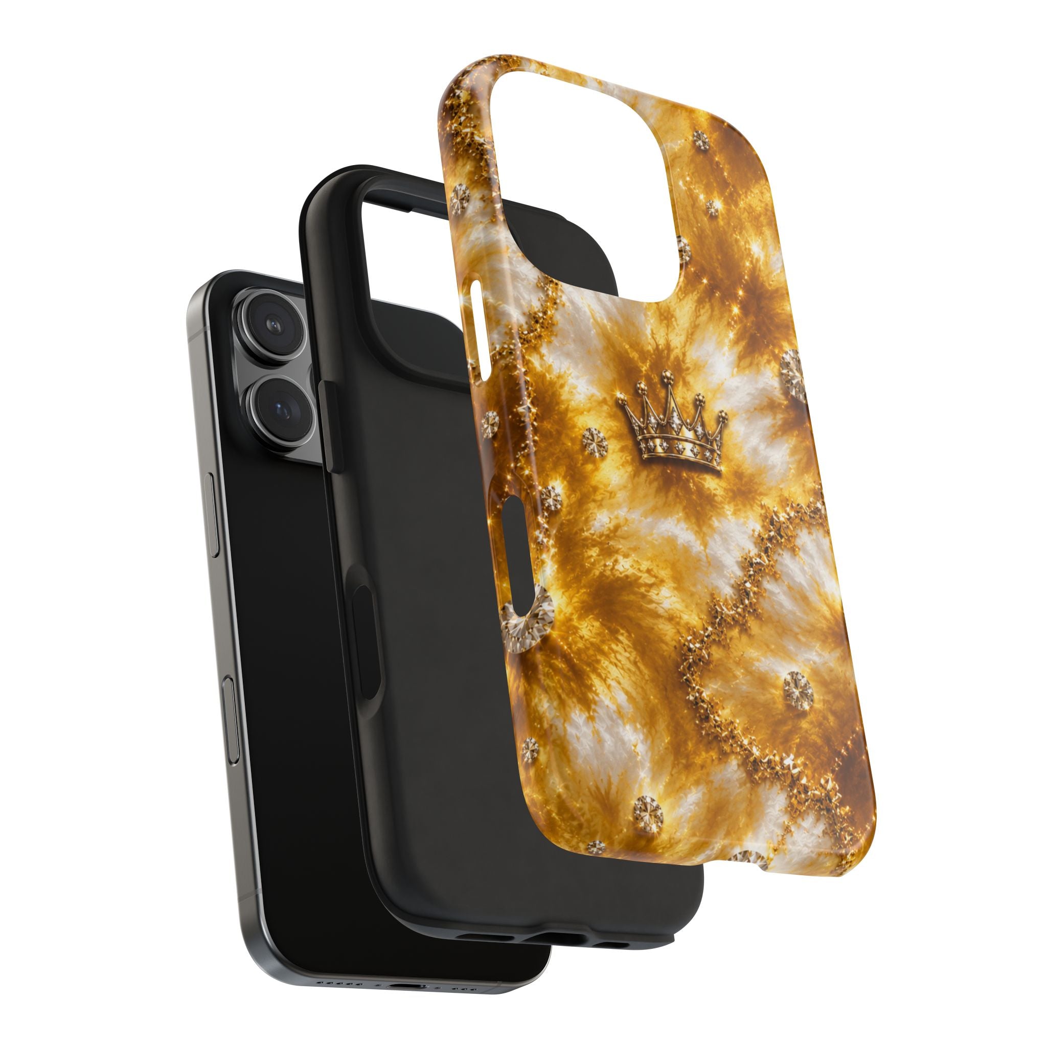 Gold Crown Tie-Dye Tough Phone Case — Sparkling Royal Protective Cover