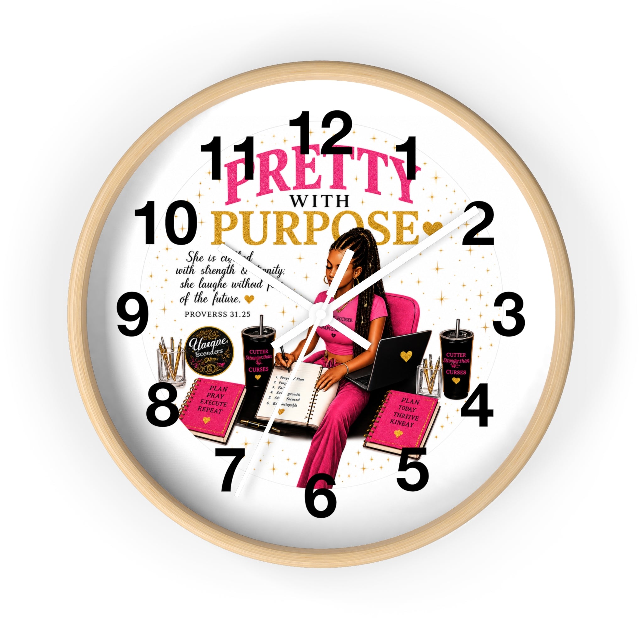 Pretty With Purpose 10" Wall Clock — Decorative Wall Clock