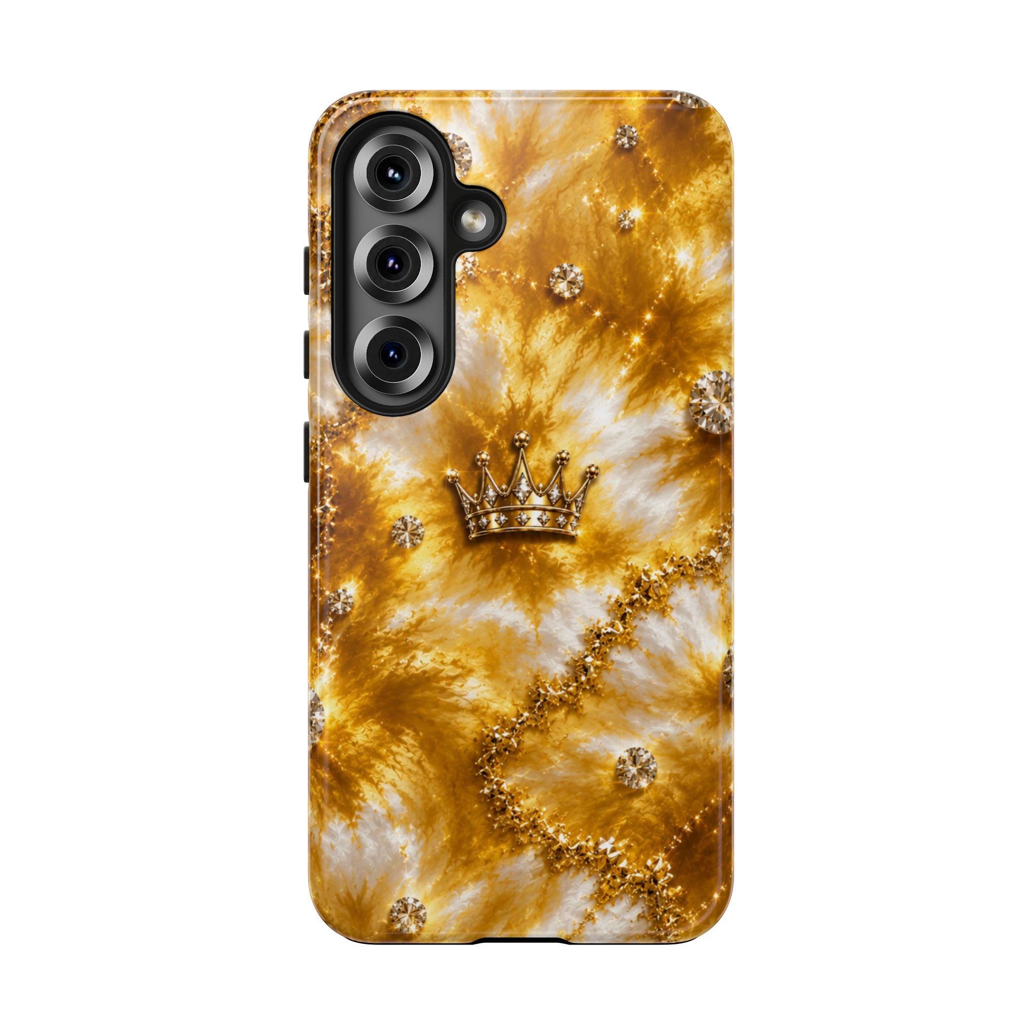 Gold Crown Tie-Dye Tough Phone Case — Sparkling Royal Protective Cover