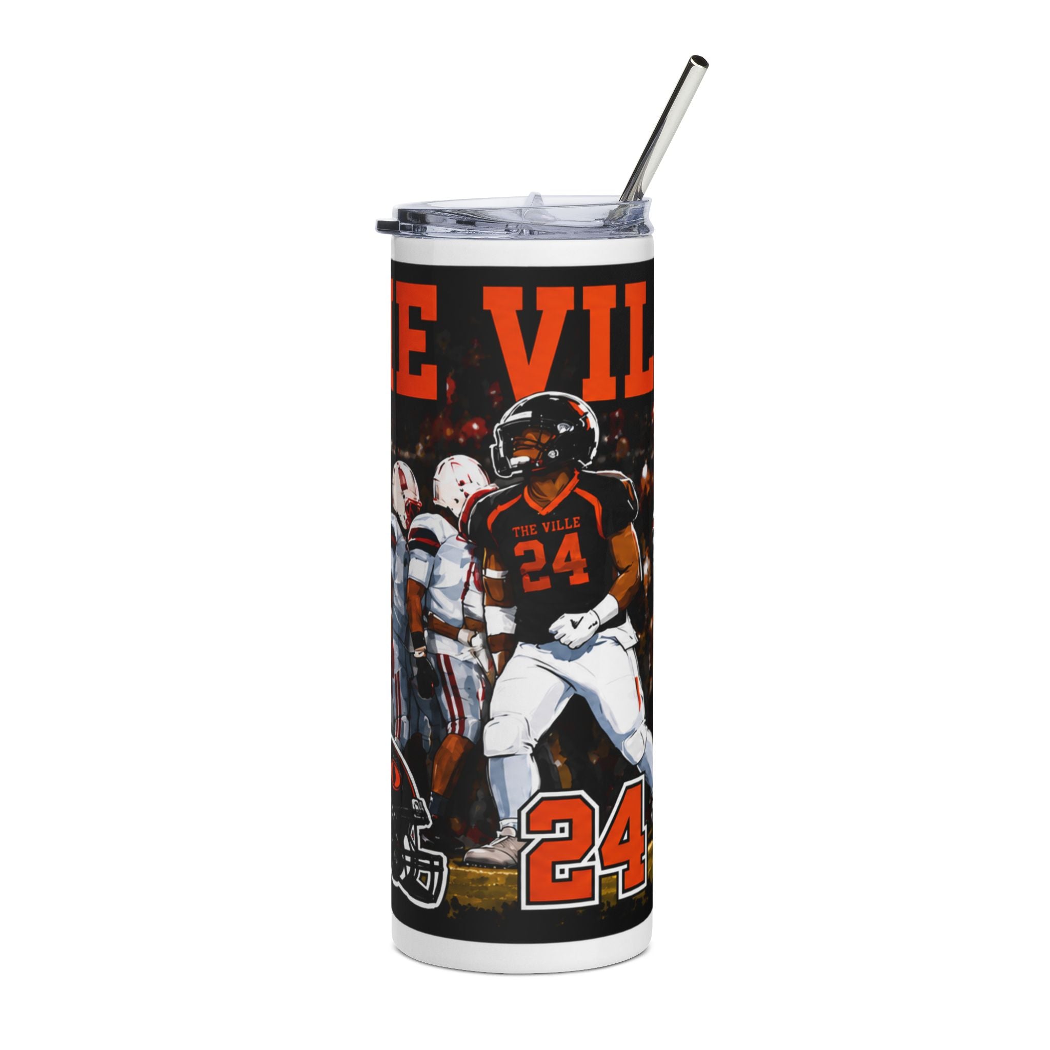 The Ville Football Team 20oz Stainless Steel Tumbler — "The Ville 24 Drive, Ambition High School"