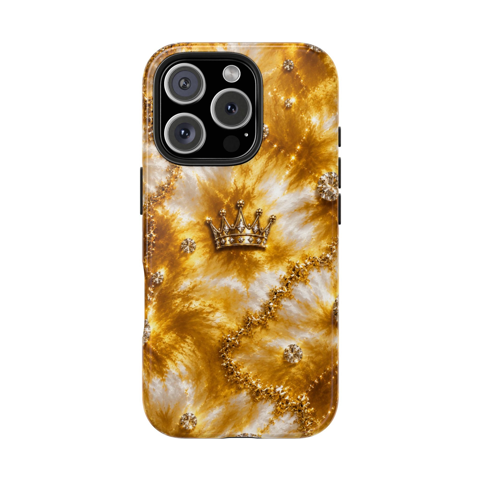 Gold Crown Tie-Dye Tough Phone Case — Sparkling Royal Protective Cover