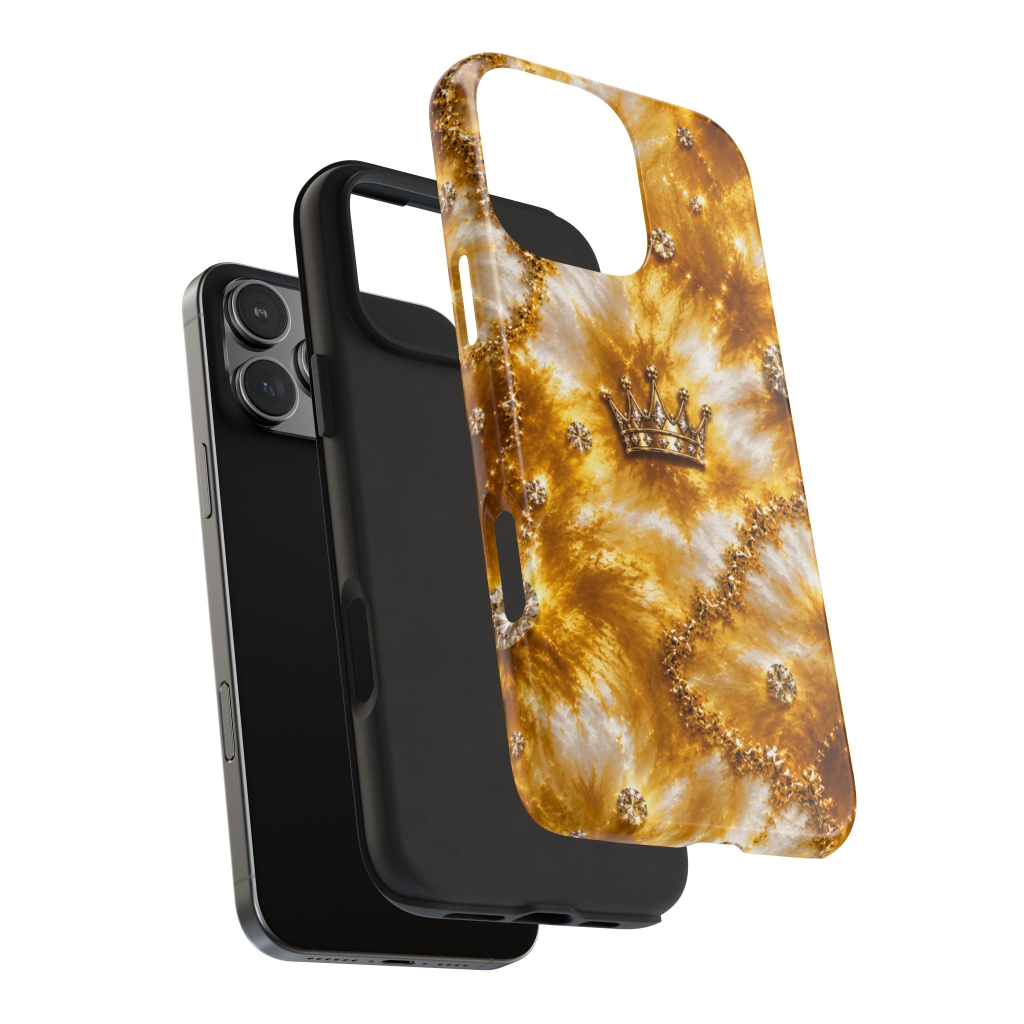 Gold Crown Tie-Dye Tough Phone Case — Sparkling Royal Protective Cover