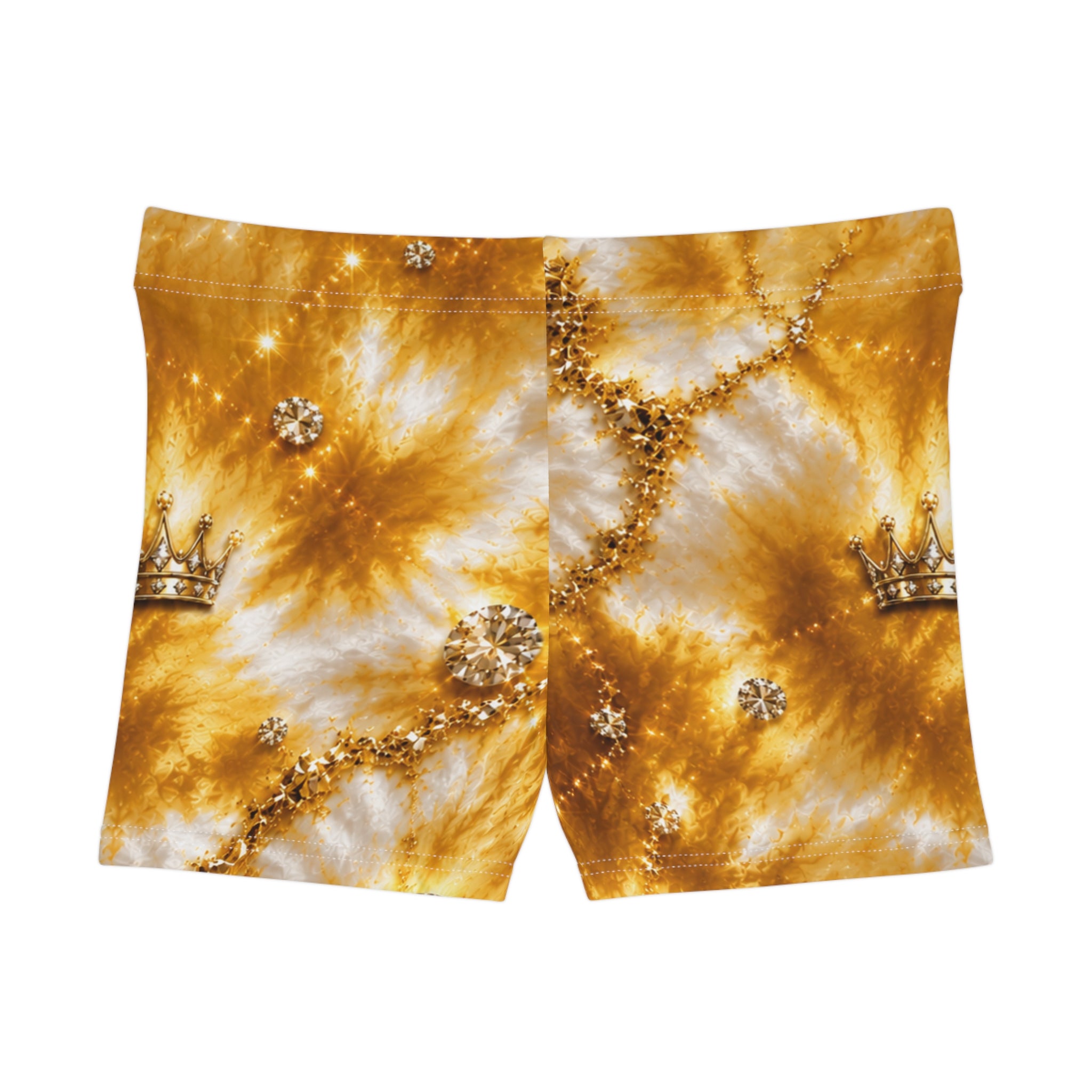 Gold Tie-Dye Crown Women's Shorts — Sparkling Royal Swim/Activewear