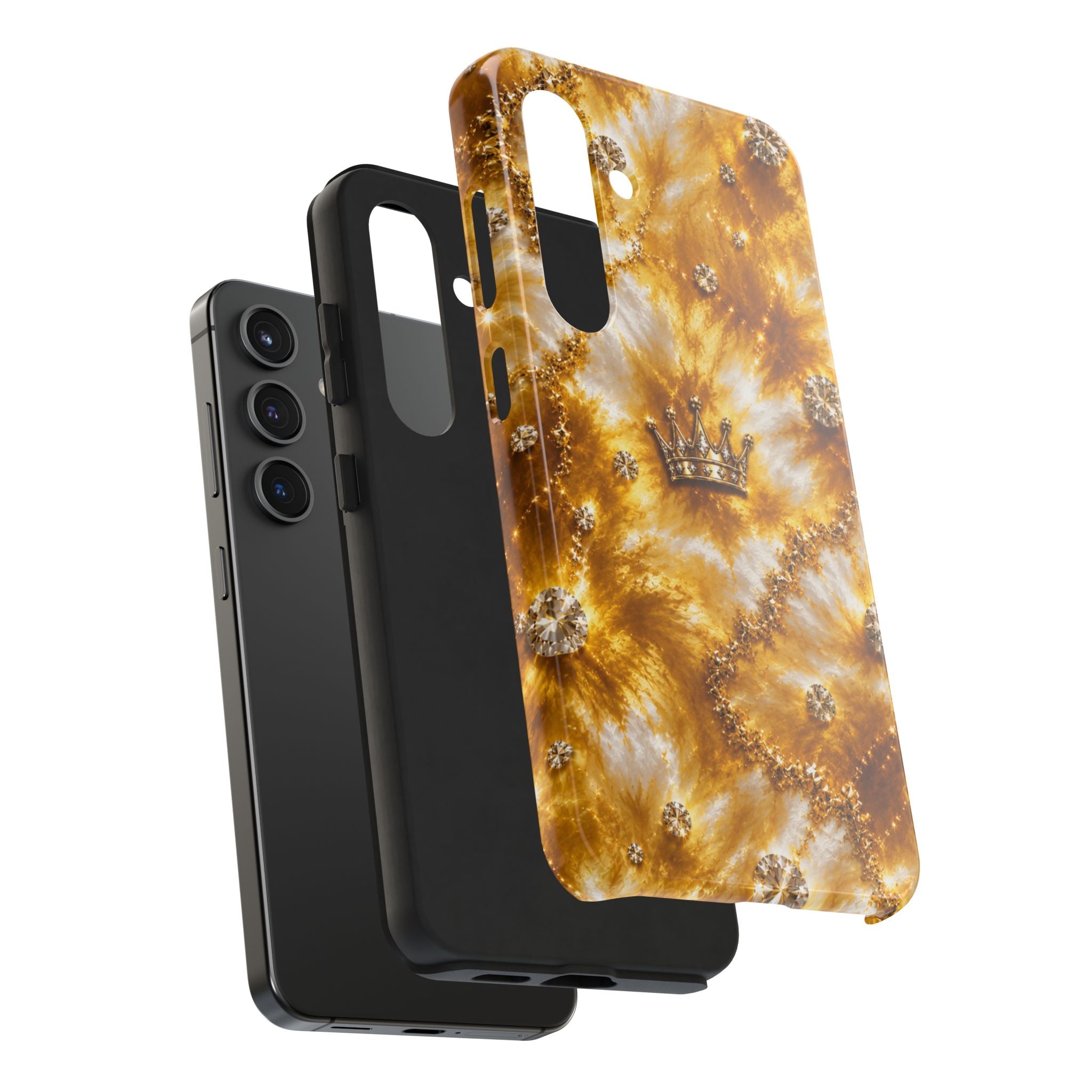 Gold Crown Tie-Dye Tough Phone Case — Sparkling Royal Protective Cover