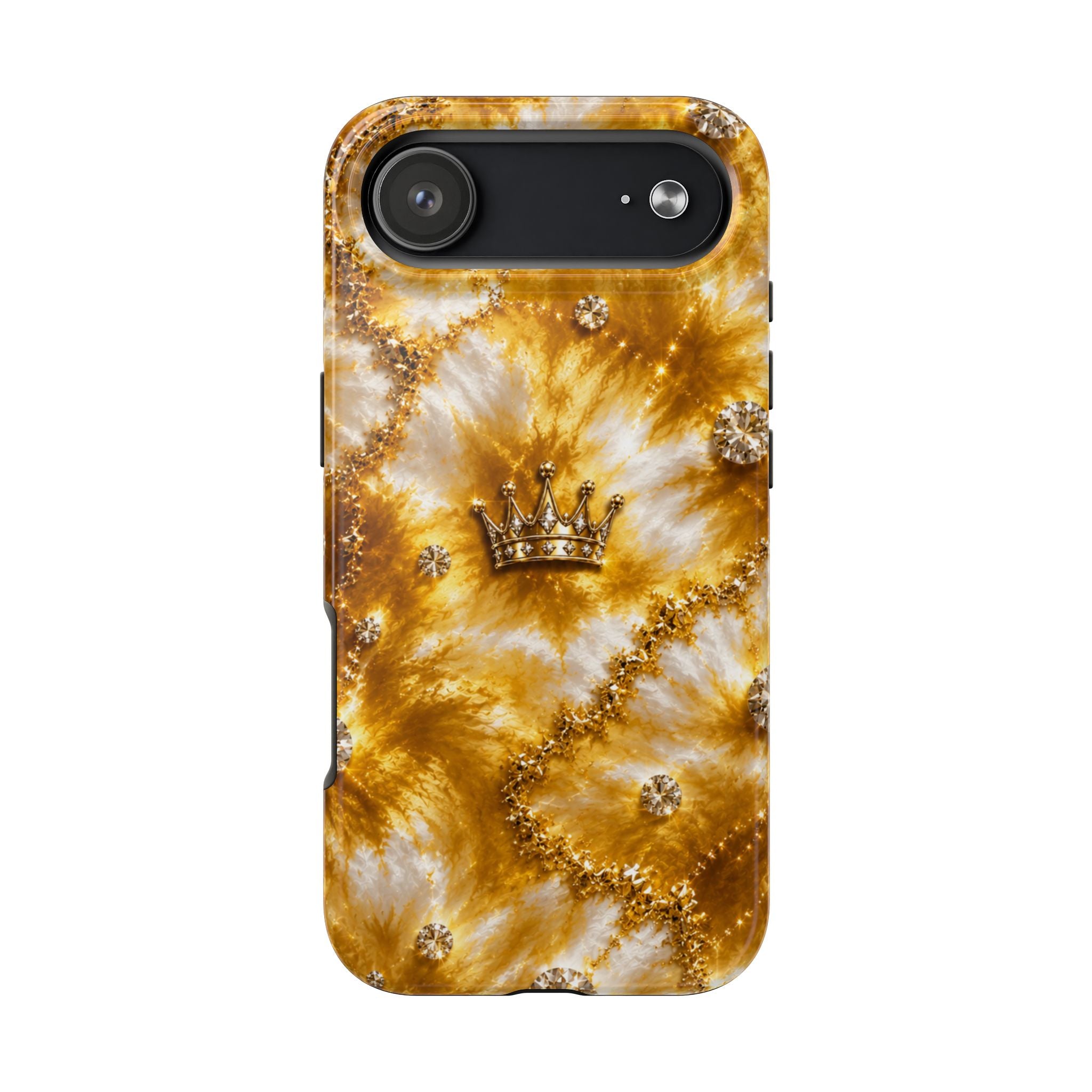 Gold Crown Tie-Dye Tough Phone Case — Sparkling Royal Protective Cover
