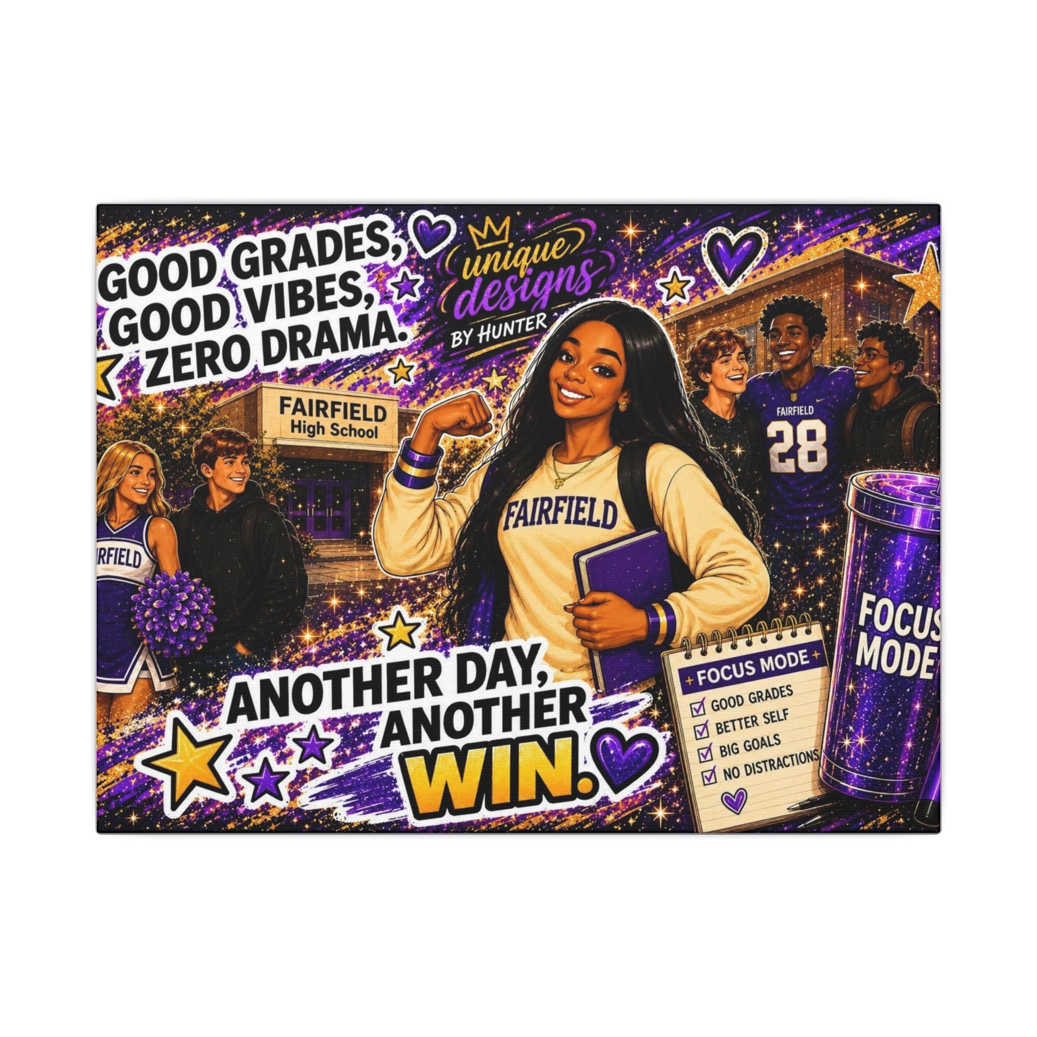 OLIVIA Collection Motivational High School Canvas — “Another Day, Another Win” Cheerleader Wall Art
