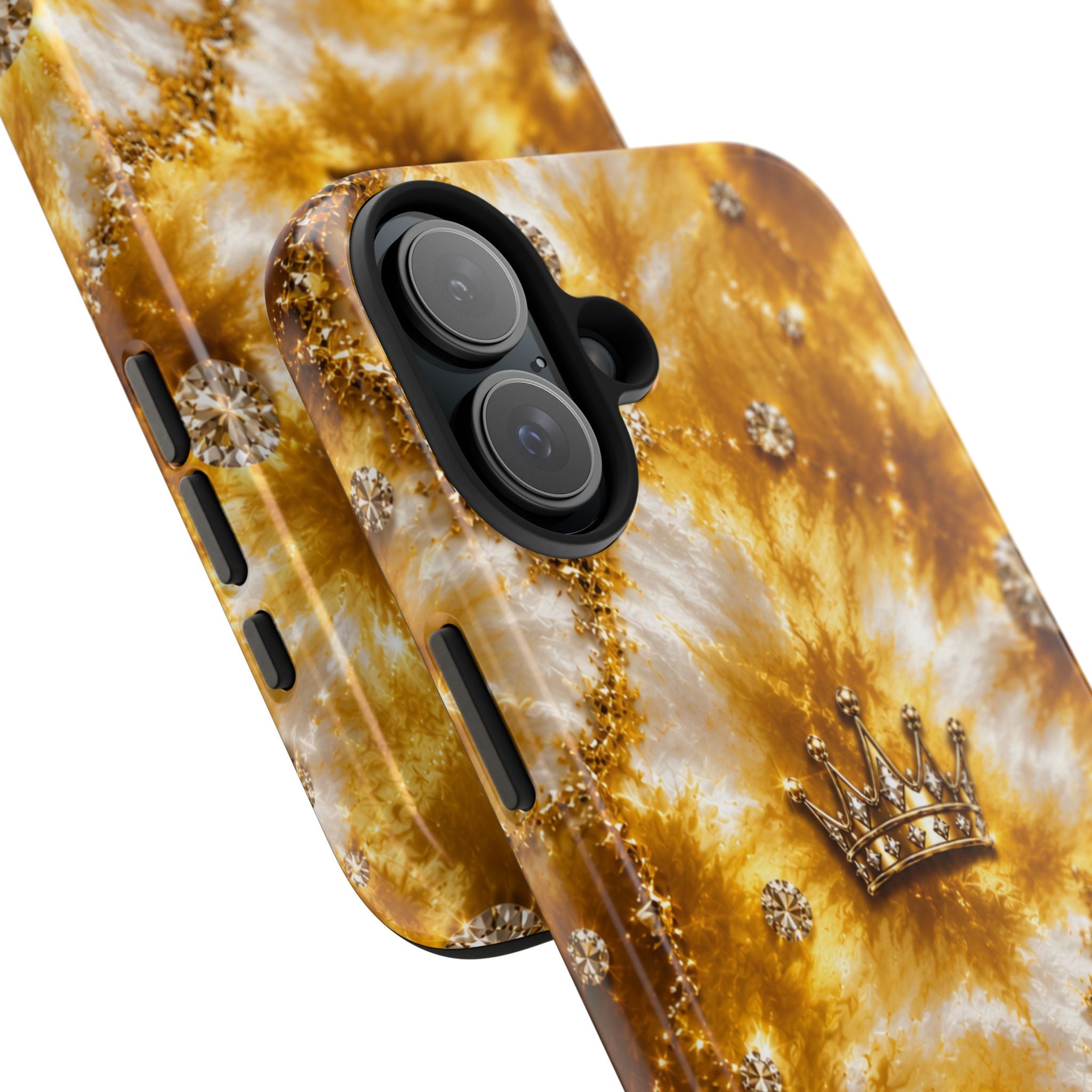 Gold Crown Tie-Dye Tough Phone Case — Sparkling Royal Protective Cover