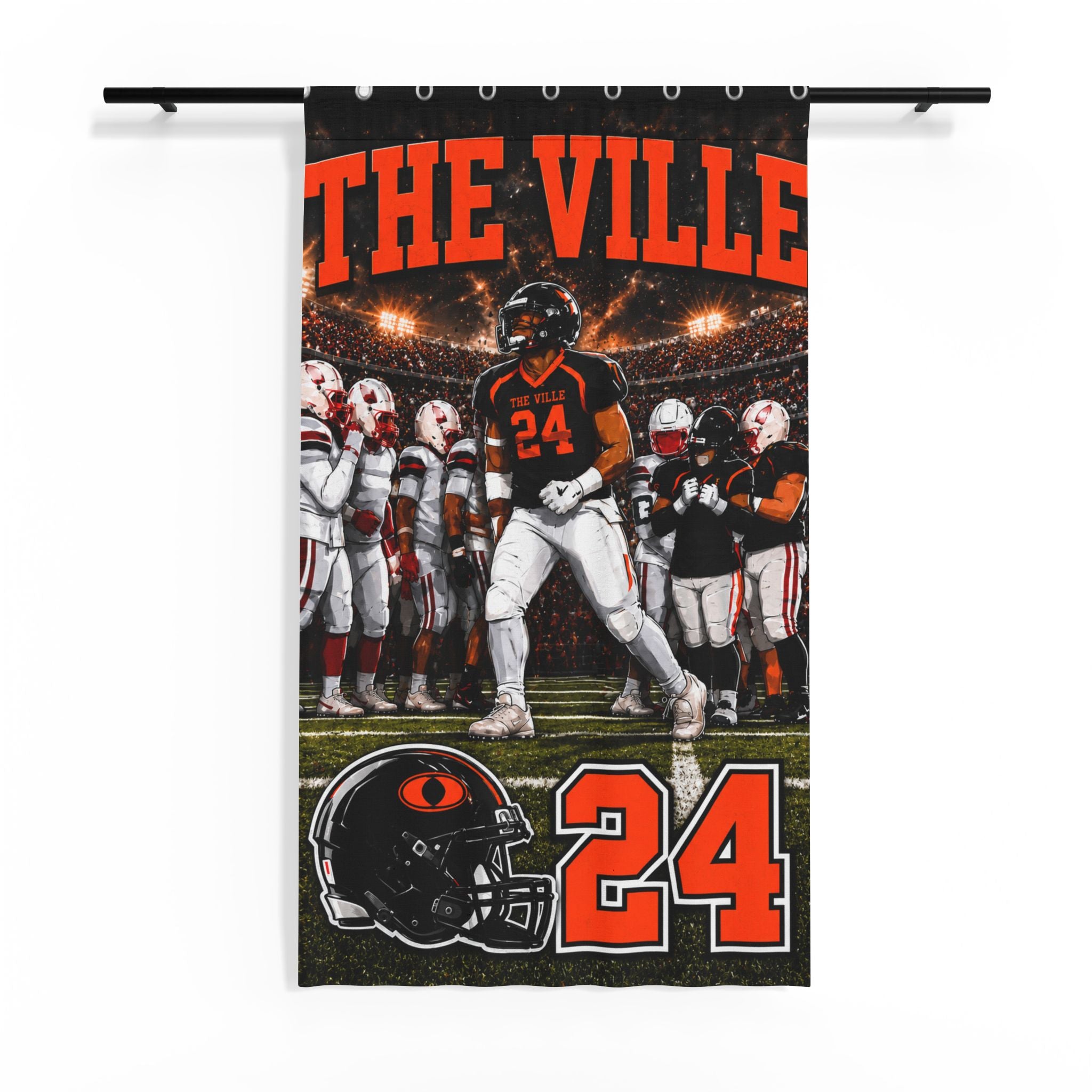 The Ville - Sheer Window Curtain — 'The Ville' Football Team Design with Number 24