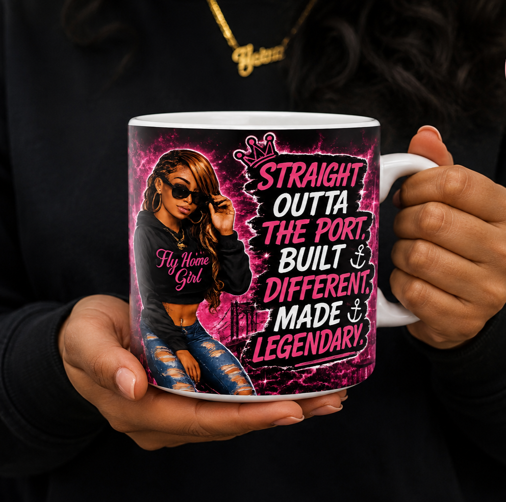 Fly Home Girl 25oz Latte Mug — White Ceramic Oversized Coffee Cup