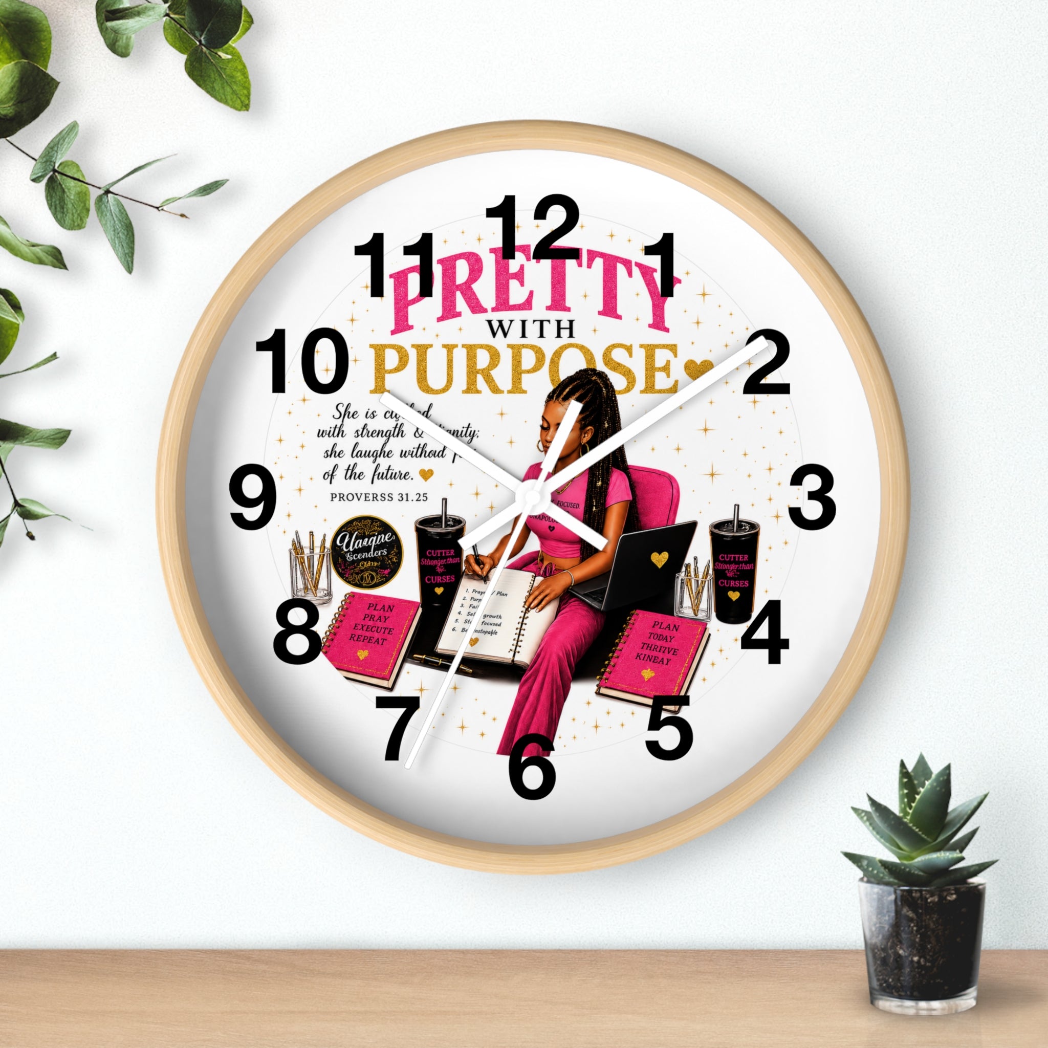 Pretty With Purpose 10" Wall Clock — Decorative Wall Clock
