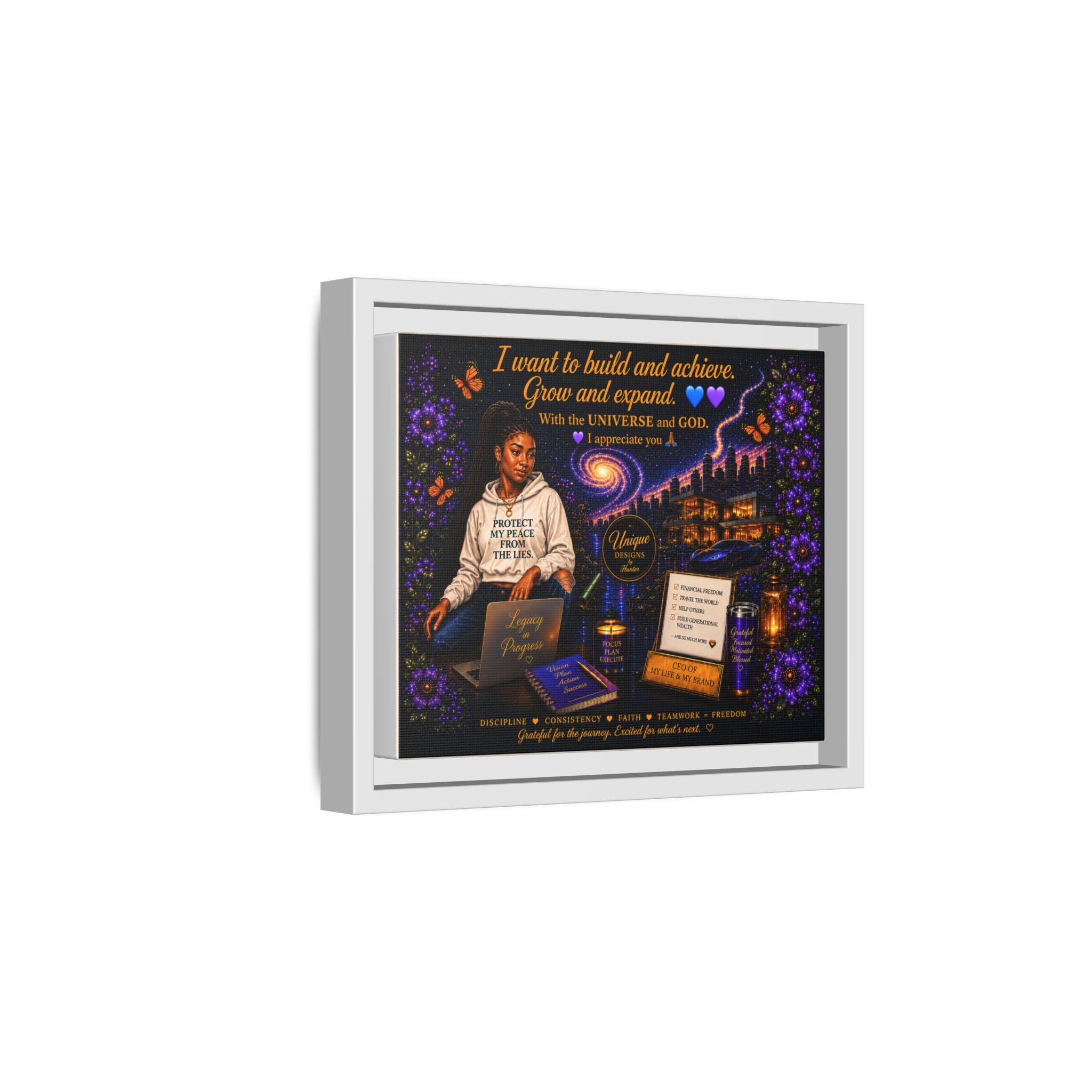 Protect My Peace - Matte Canvas, Framed (Multi-color)