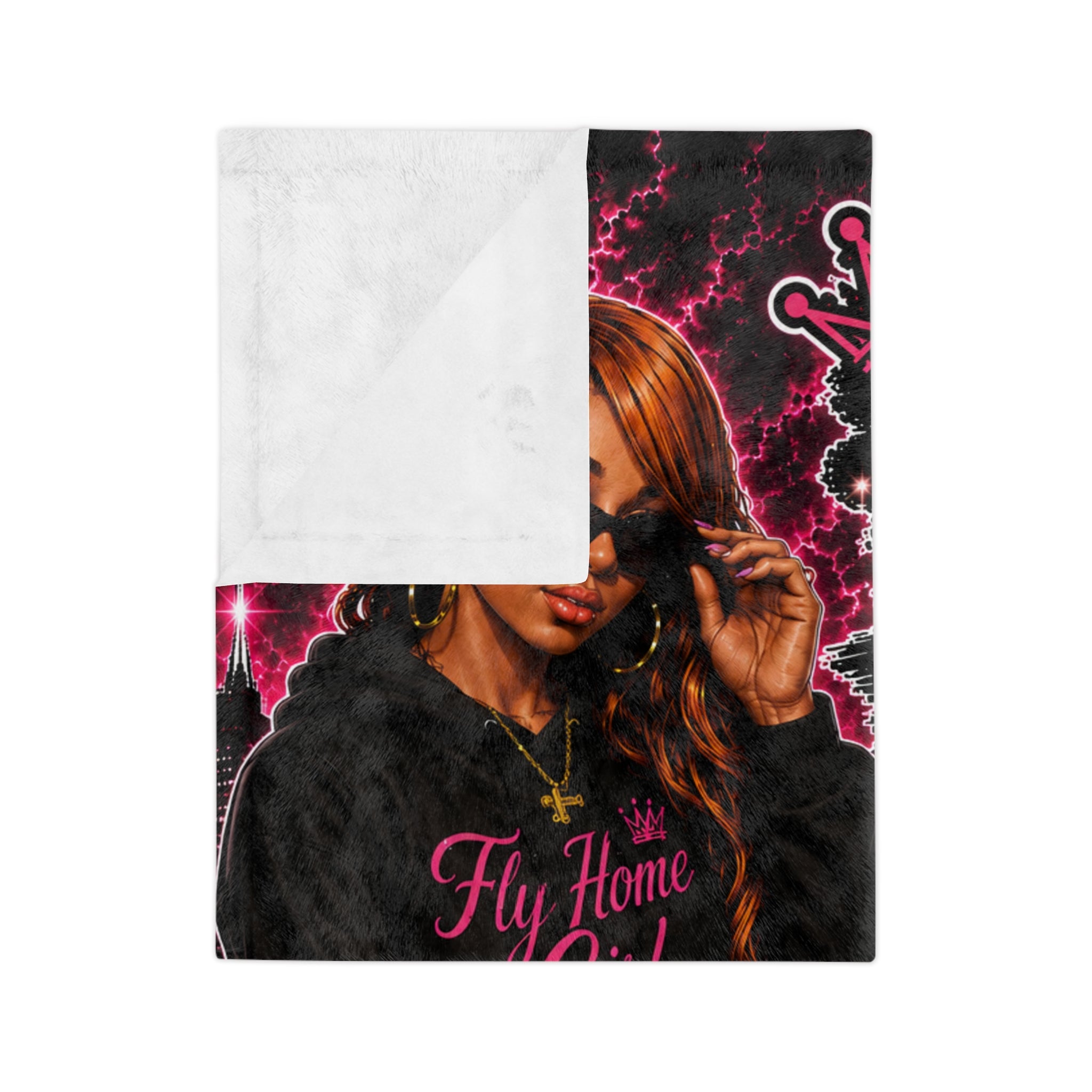 Fly Home Girl Velveteen Microfiber Blanket — Plush Travel & Cozy Throw