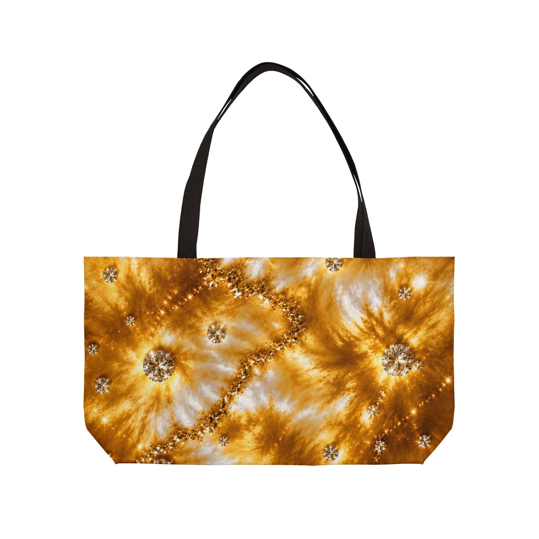 Weekender Tote Bag – Golden Tie-Dye Floral Travel Tote