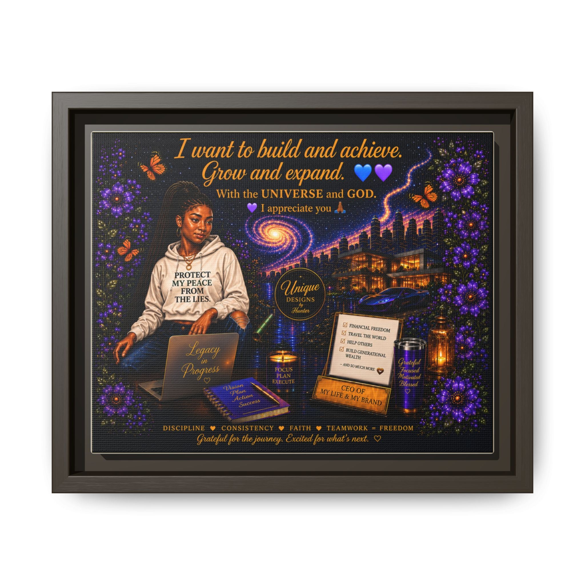 Protect My Peace - Matte Canvas, Framed (Multi-color)