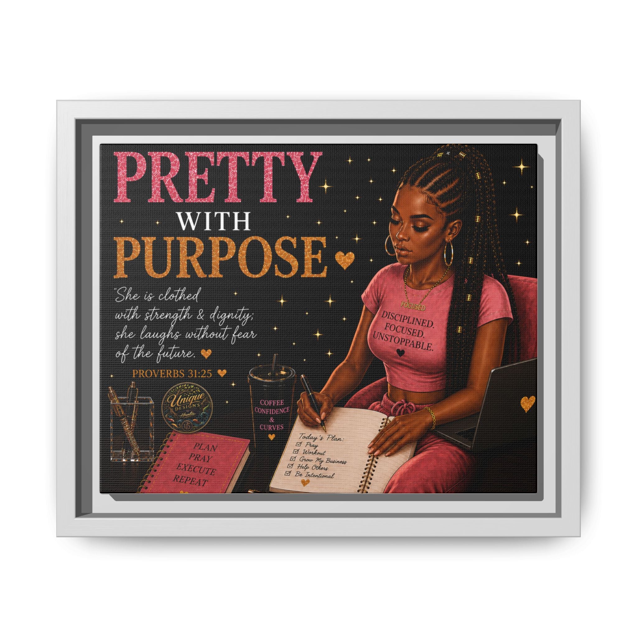 Pretty with Purpose Matte Canvas, Framed (Multi-color)
