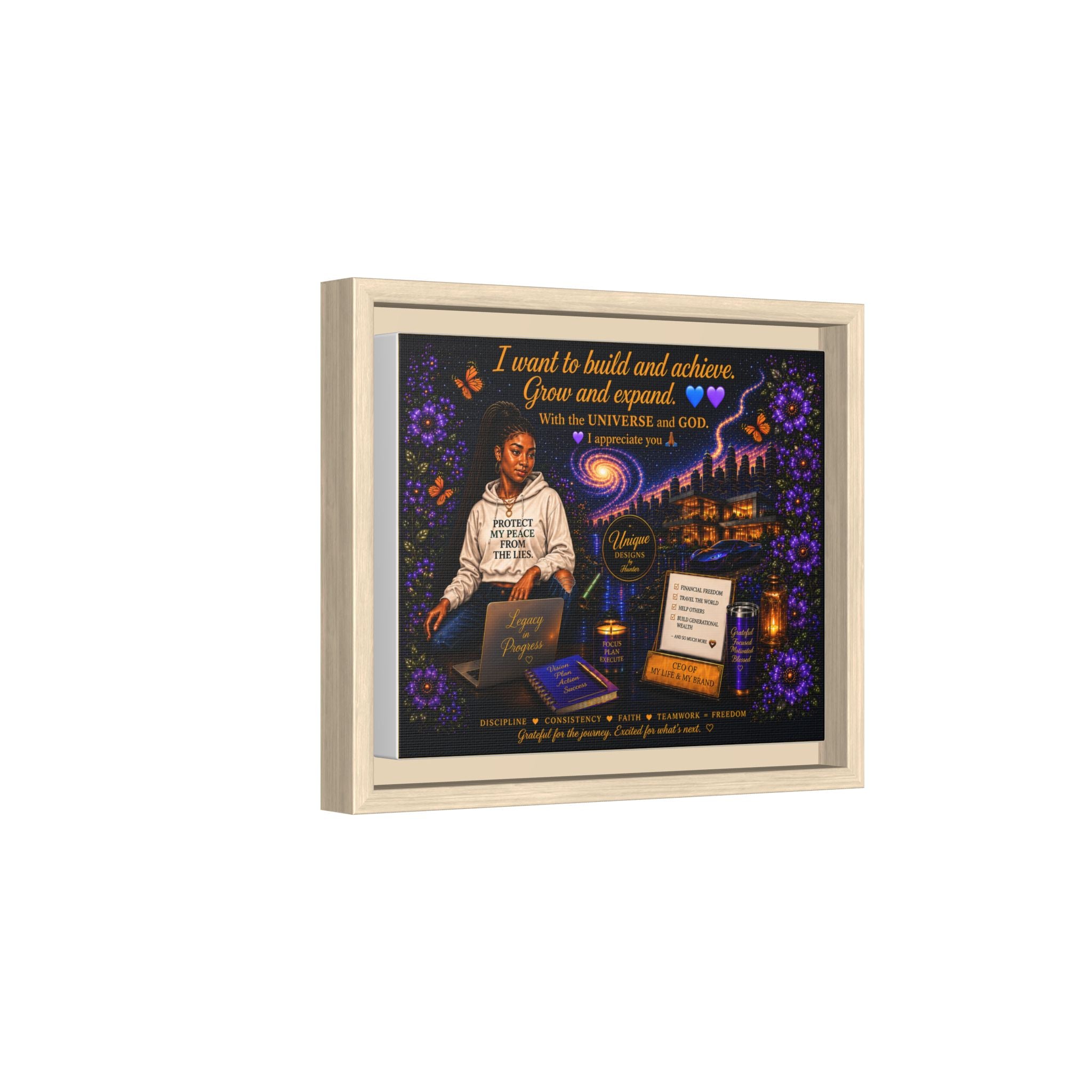 Protect My Peace - Matte Canvas, Framed (Multi-color)