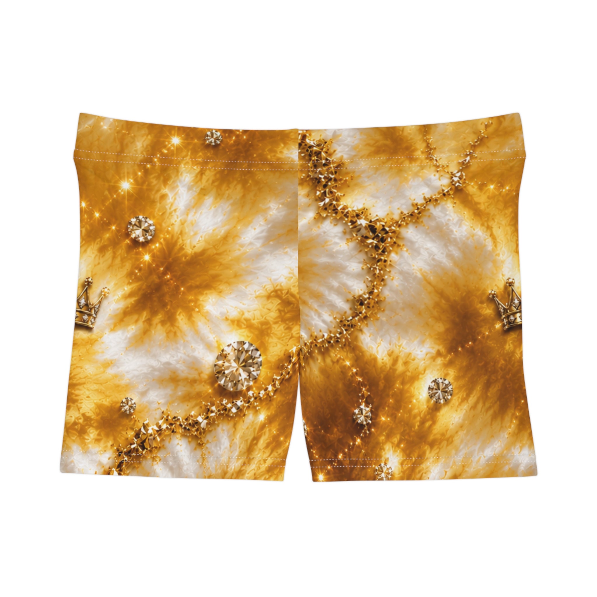 Gold Tie-Dye Crown Women's Shorts — Sparkling Royal Swim/Activewear