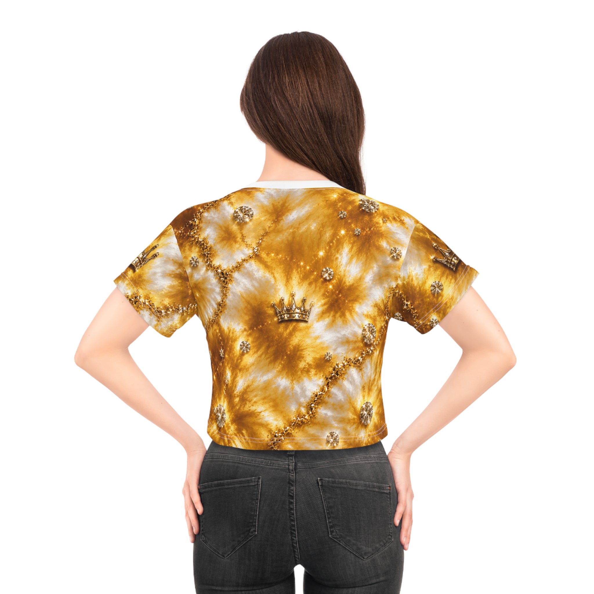 Gold Tie-Dye Crown Crop Tee