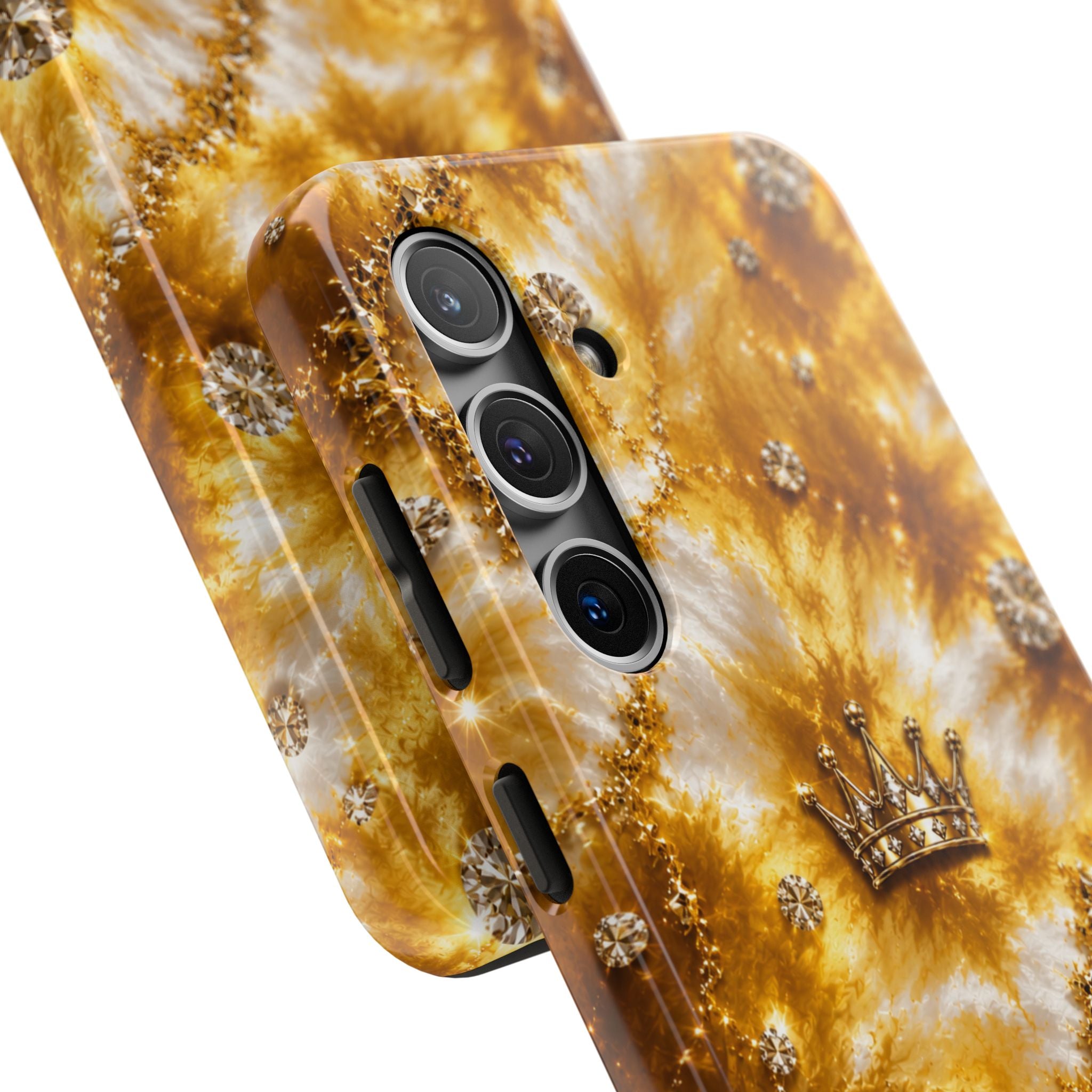 Gold Crown Tie-Dye Tough Phone Case — Sparkling Royal Protective Cover