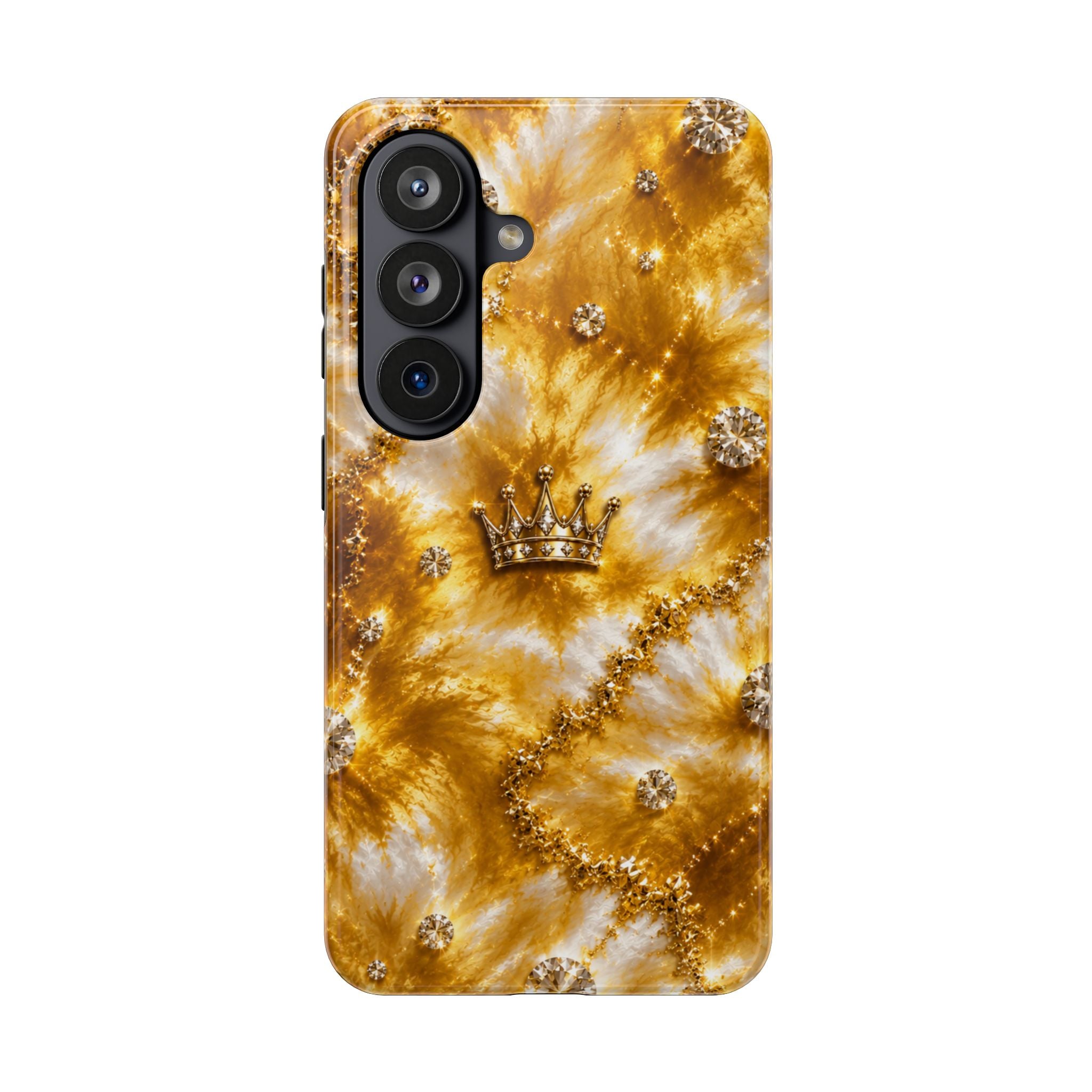 Gold Crown Tie-Dye Tough Phone Case — Sparkling Royal Protective Cover