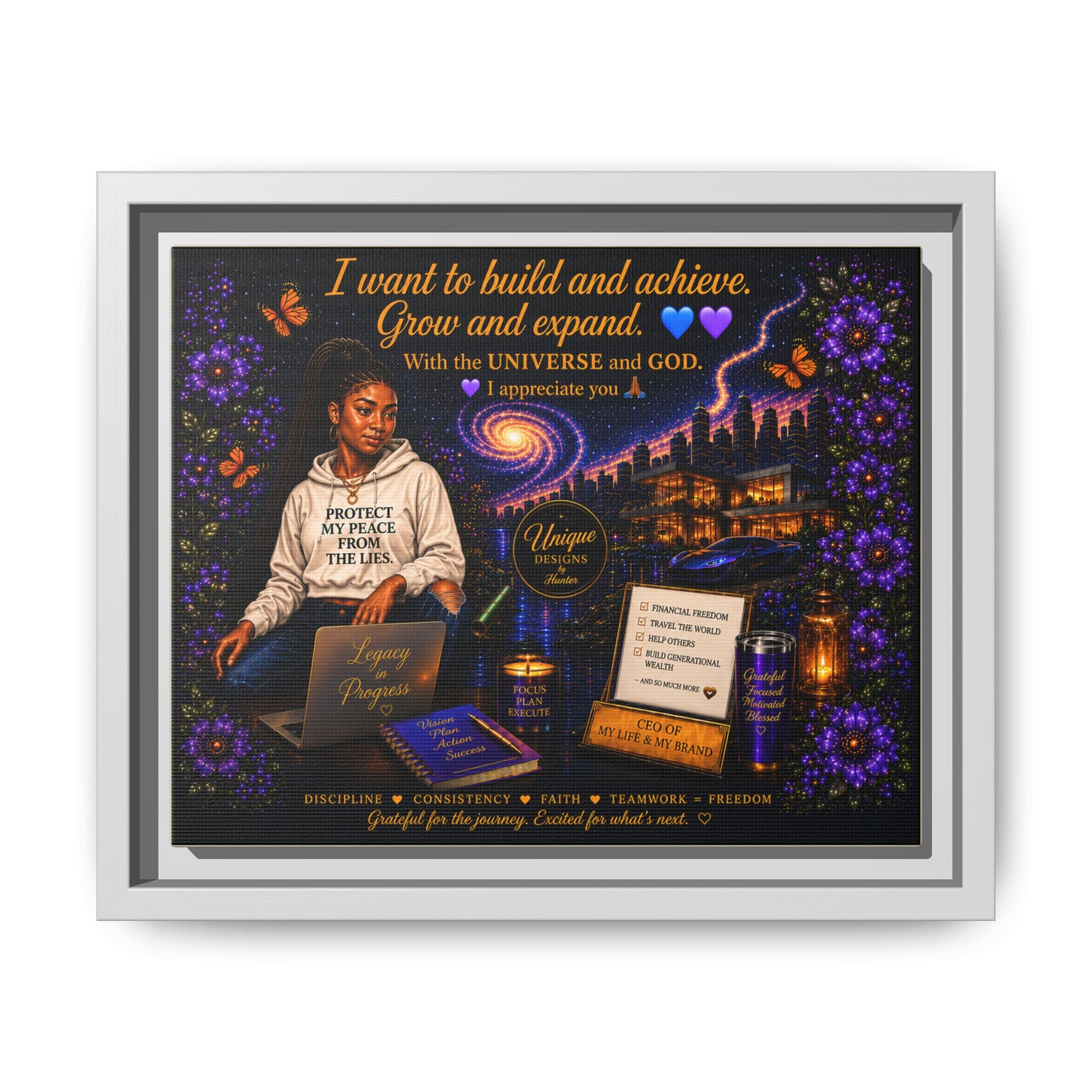 Protect My Peace - Matte Canvas, Framed (Multi-color)